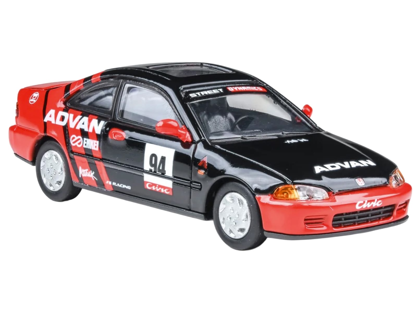 1995 Honda Civic Coupe EJ1 #94 "Autocross - ADVAN" Black and Red 1/64 Diecast Model Car by Paragon Models - Image 4