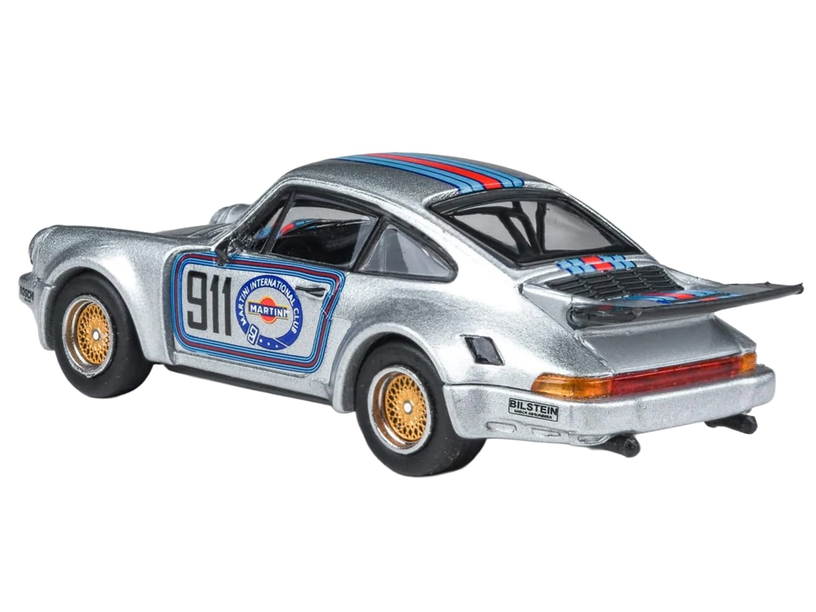 Porsche 911 Carrera RSR 3.0 "Martini Racing" Silver Metallic with Stripes 1/64 Diecast Model Car by Paragon Models - Image 4