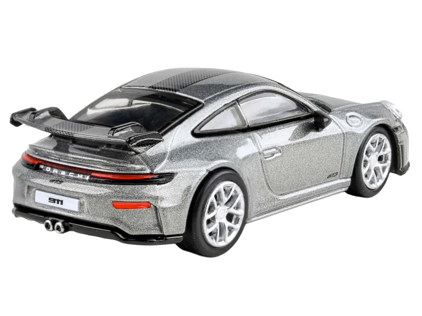 2025 Porsche 911 GT3 (992.2) GT Silver Metallic with Carbon Stripe 1/64 Diecast Model Car by Paragon Models - Image 3