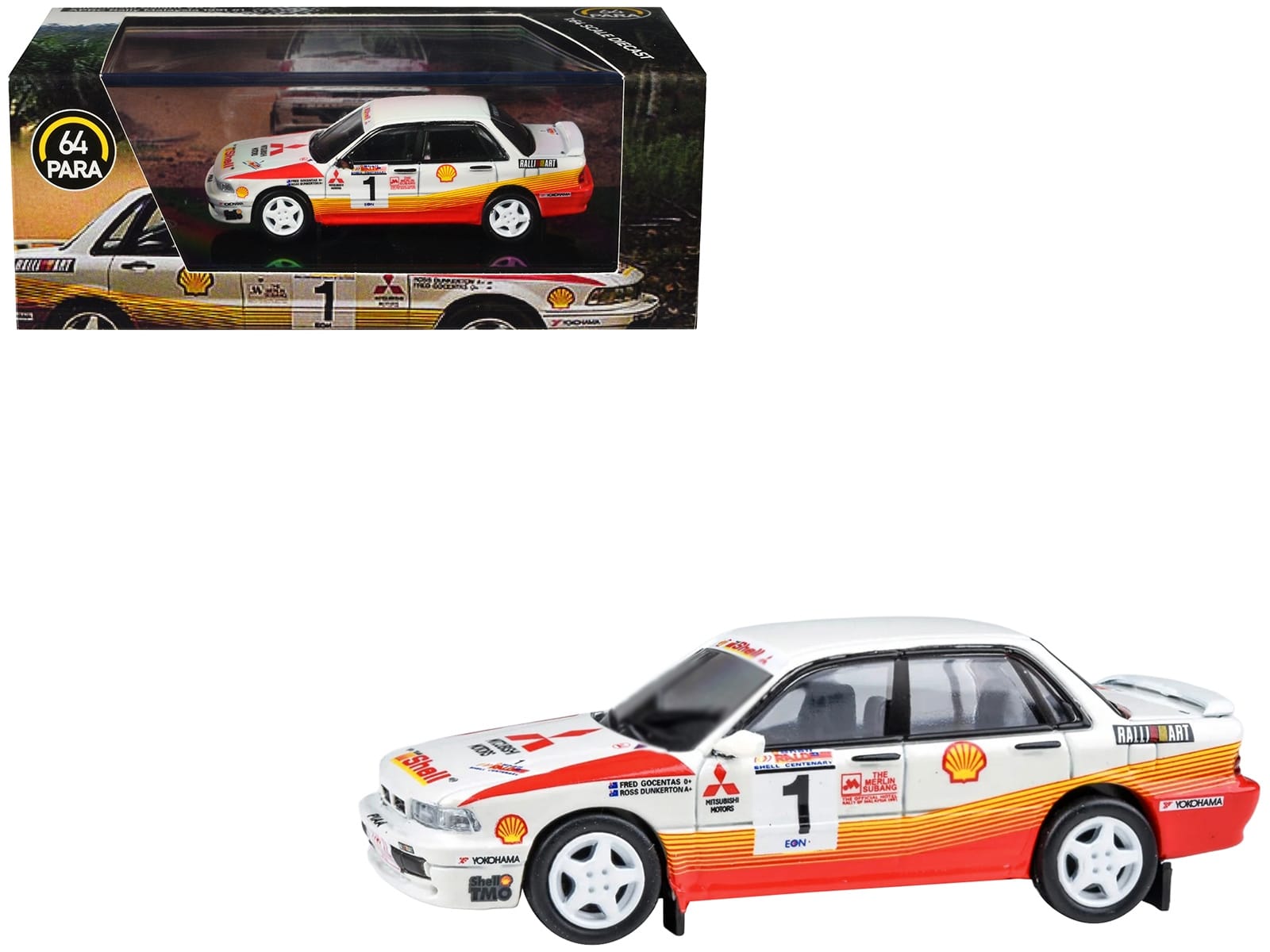 Mitsubishi Galant VR-4 RHD (Right Hand Drive) #1 Ross Dunkerton – Fred Gocentas Winner “APRC Rally Malaysia” (1991) 1/64 Diecast Model Car by Paragon Models