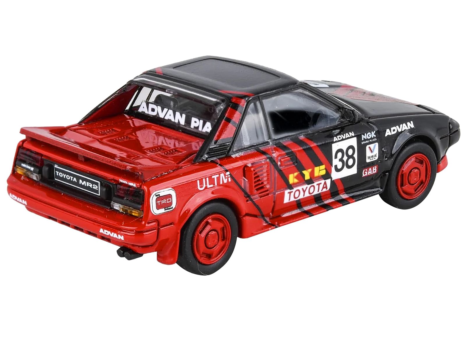 1985 Toyota MR2 MK1 RHD (Right Hand Drive) #38 Red and Black “Autocross Livery” 1/64 Diecast Model Car by Paragon Models