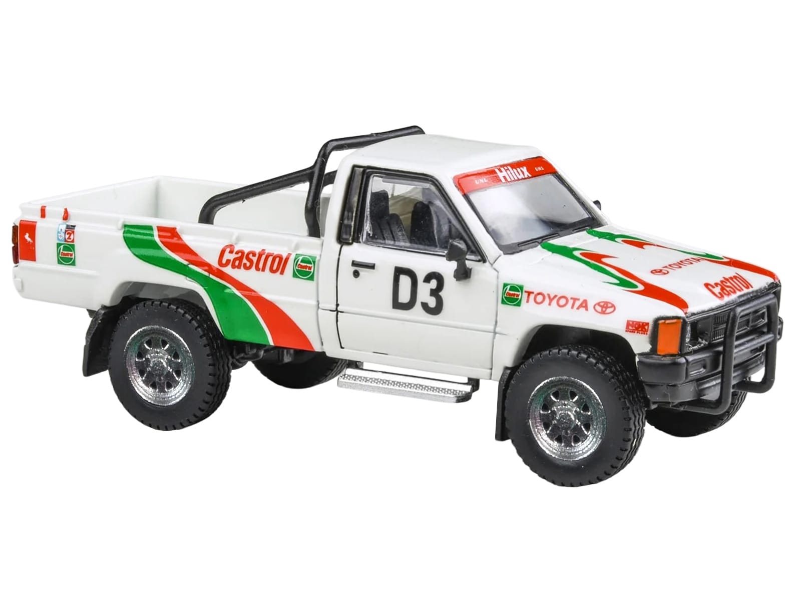 Toyota Hilux Pickup Truck #D3 "Castrol" White with Graphics "Rustenburg 400 Rally" (1995) 1/64 Diecast Model Car by Paragon Models - Image 4