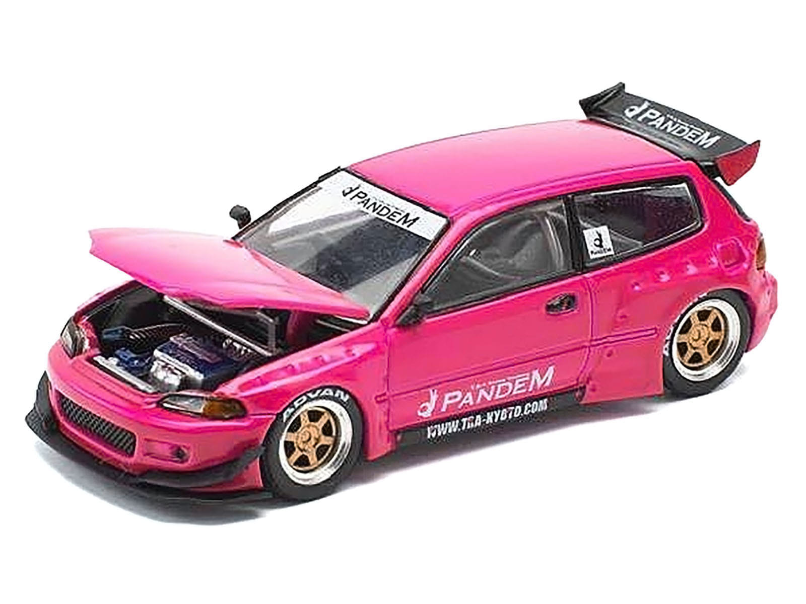 Pandem Civic EG6 RHD (Right Hand Drive) Pink "Enigma Exclusive Edition" 1/64 Diecast Model Car by Pop Race - Image 2