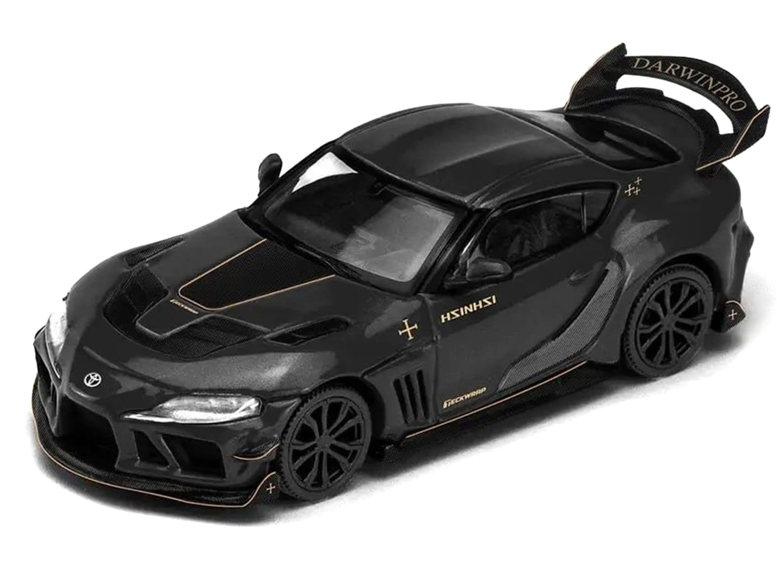 Toyota Supra DarwinPro Black with Gold Accents "Enigma Exclusive Edition" 1/64 Diecast Model Car by Pop Race - Image 2