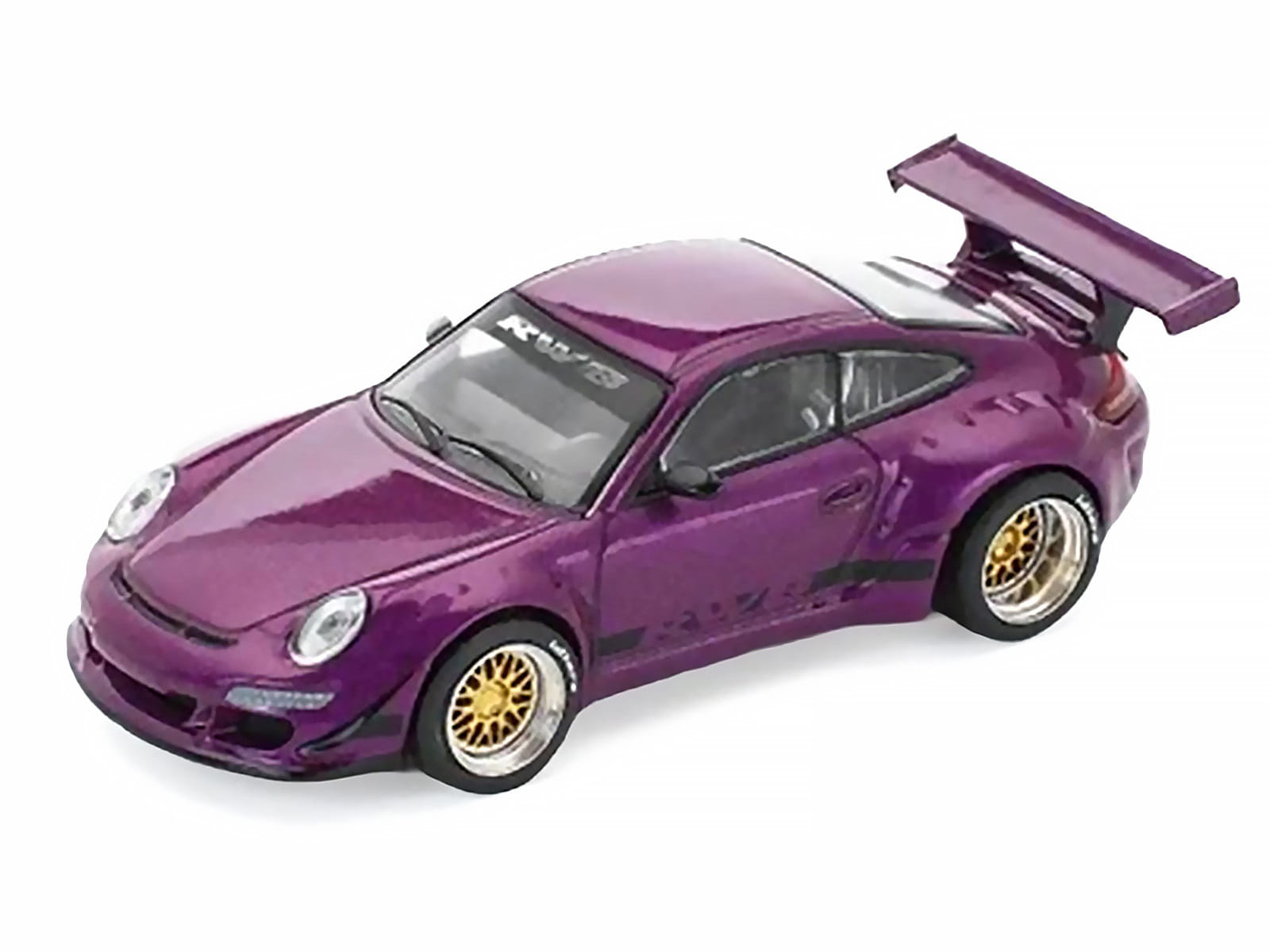RWB 997 Purple Metallic with Black Stripes 1/64 Diecast Model Car by Pop Race - Image 2
