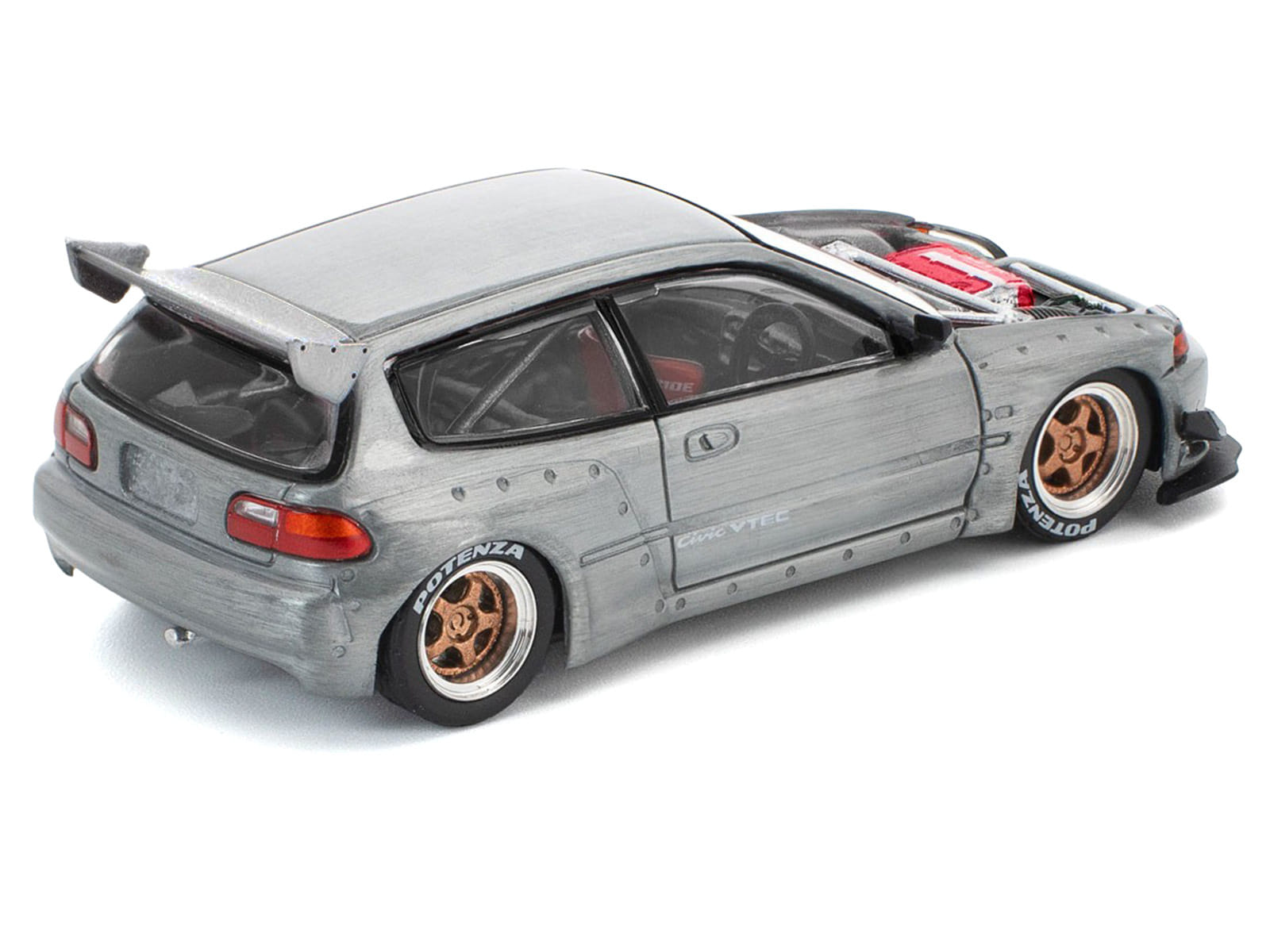 Pandem Civic EG6 RHD (Right Hand Drive) Raw Metal with No Hood 1/64 Diecast Model Car by Pop Race - Image 3