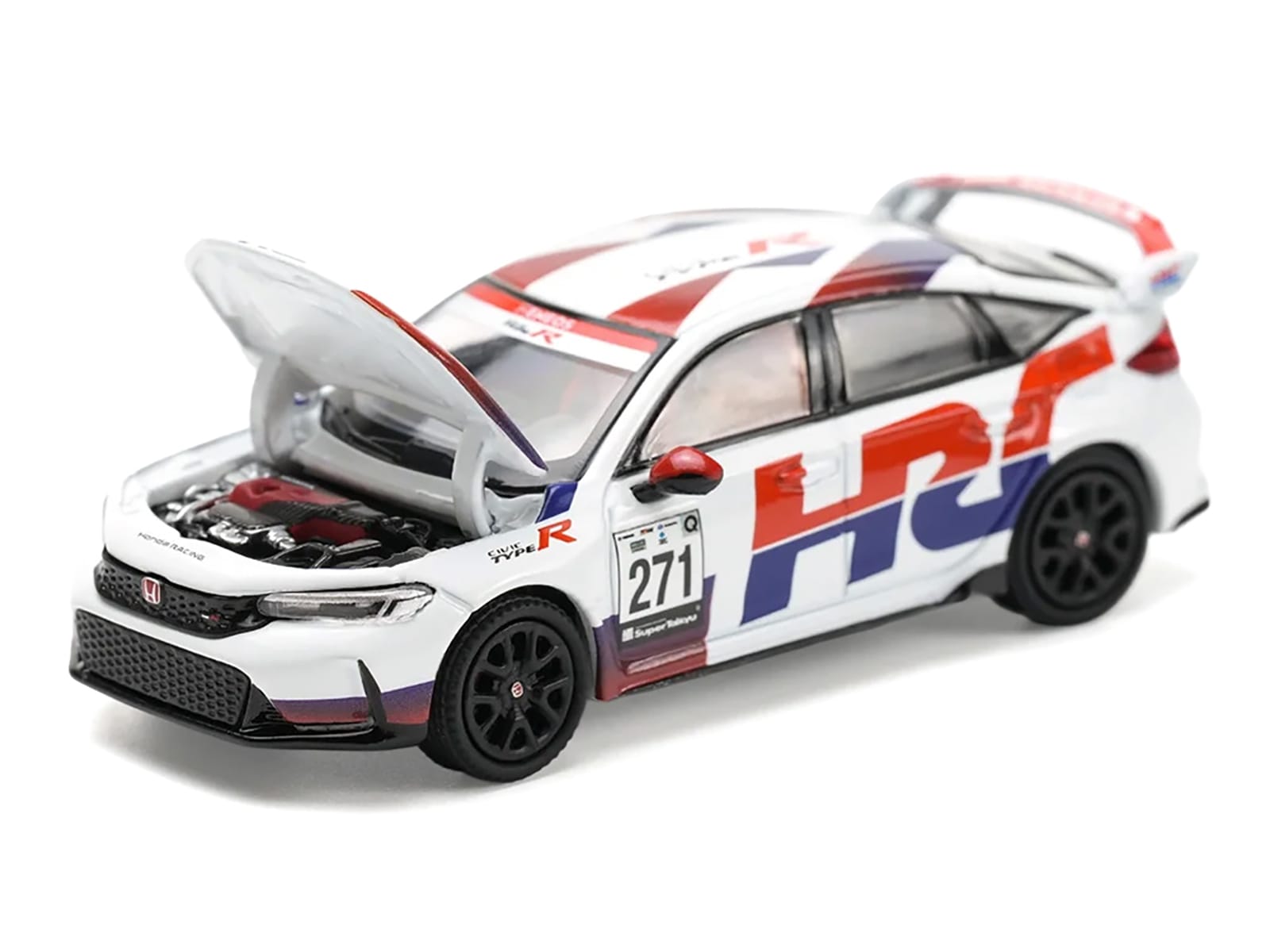 Honda Civic Type R FL5 "HRC - Honda Racing" White with Graphics 1/64 Diecast Model Car by Pop Race - Image 2