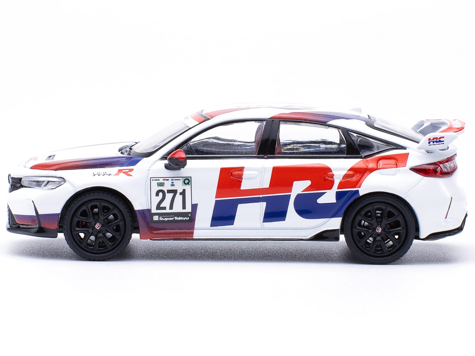 Honda Civic Type R FL5 "HRC - Honda Racing" White with Graphics 1/64 Diecast Model Car by Pop Race - Image 3