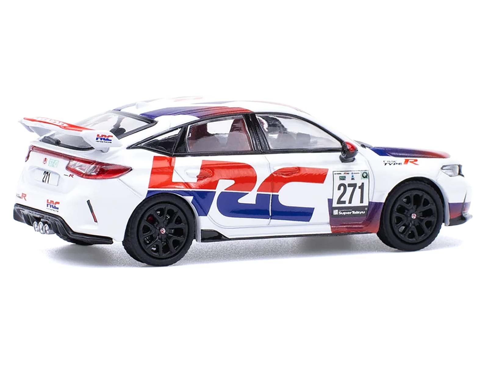 Honda Civic Type R FL5 "HRC - Honda Racing" White with Graphics 1/64 Diecast Model Car by Pop Race - Image 4