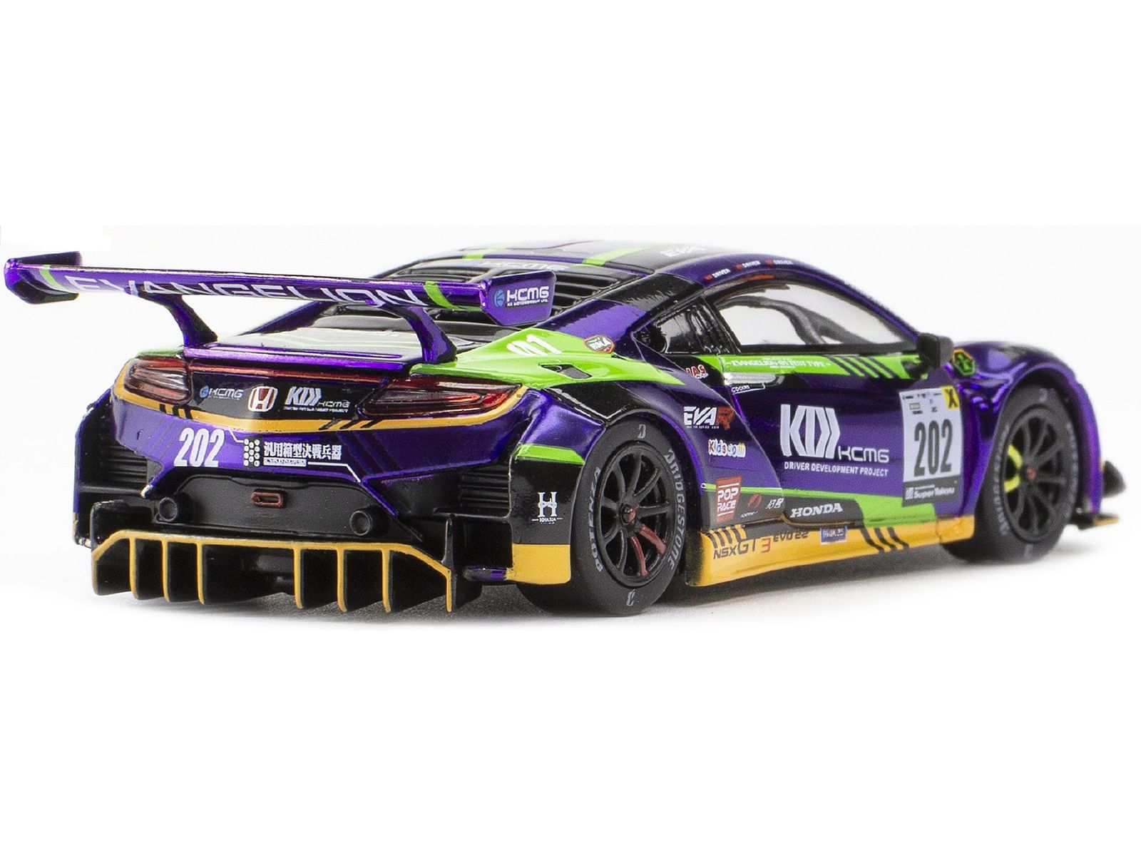 NSX GT3 RHD (Right Hand Drive) #202 “EVA RT Test Type-01” Purple with Graphics 1/64 Diecast Model Car by Pop Race