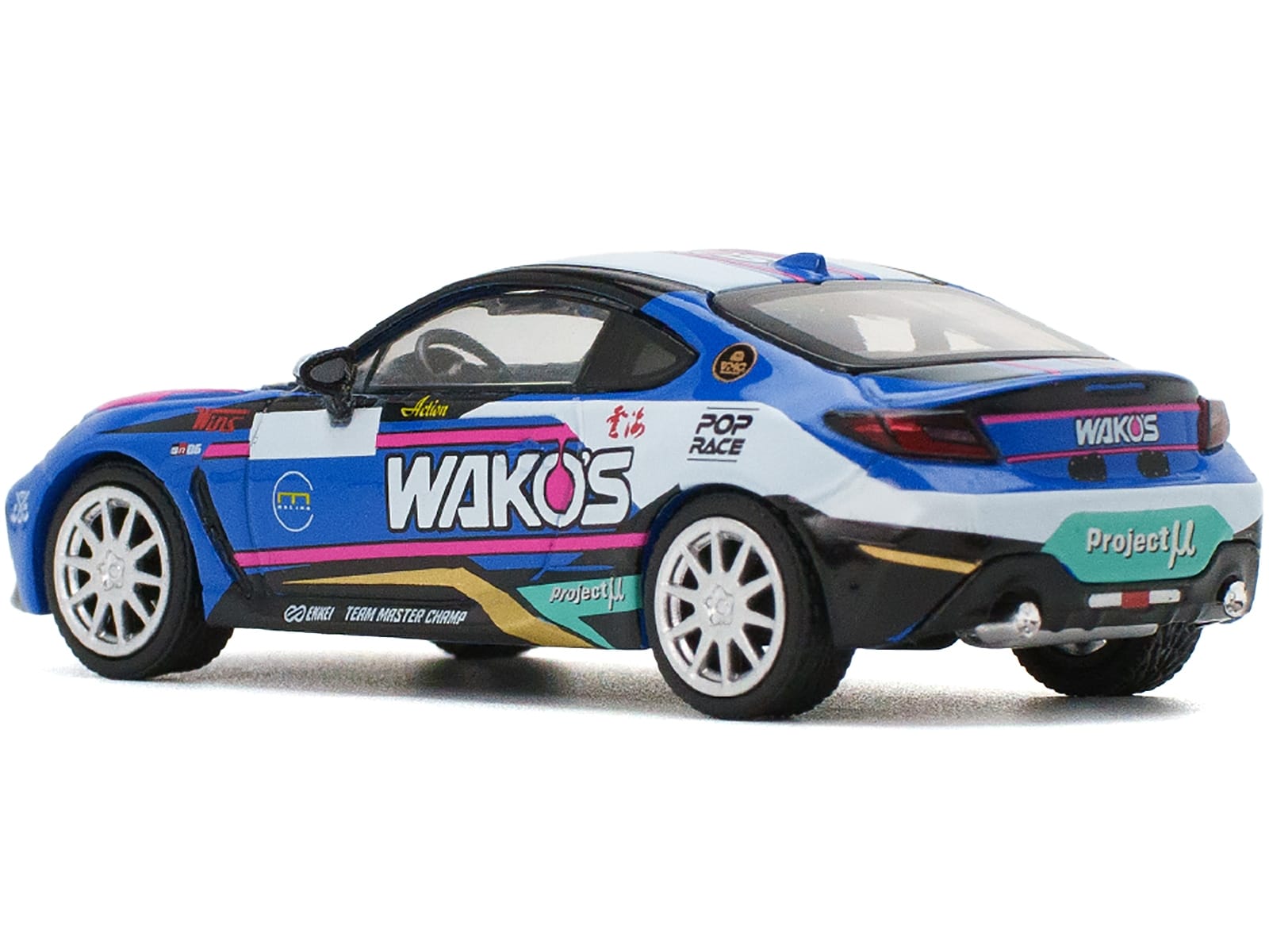 Toyota GR86 "Wako's" Blue with Graphics 1/64 Diecast Model Car by Pop Race - Image 2