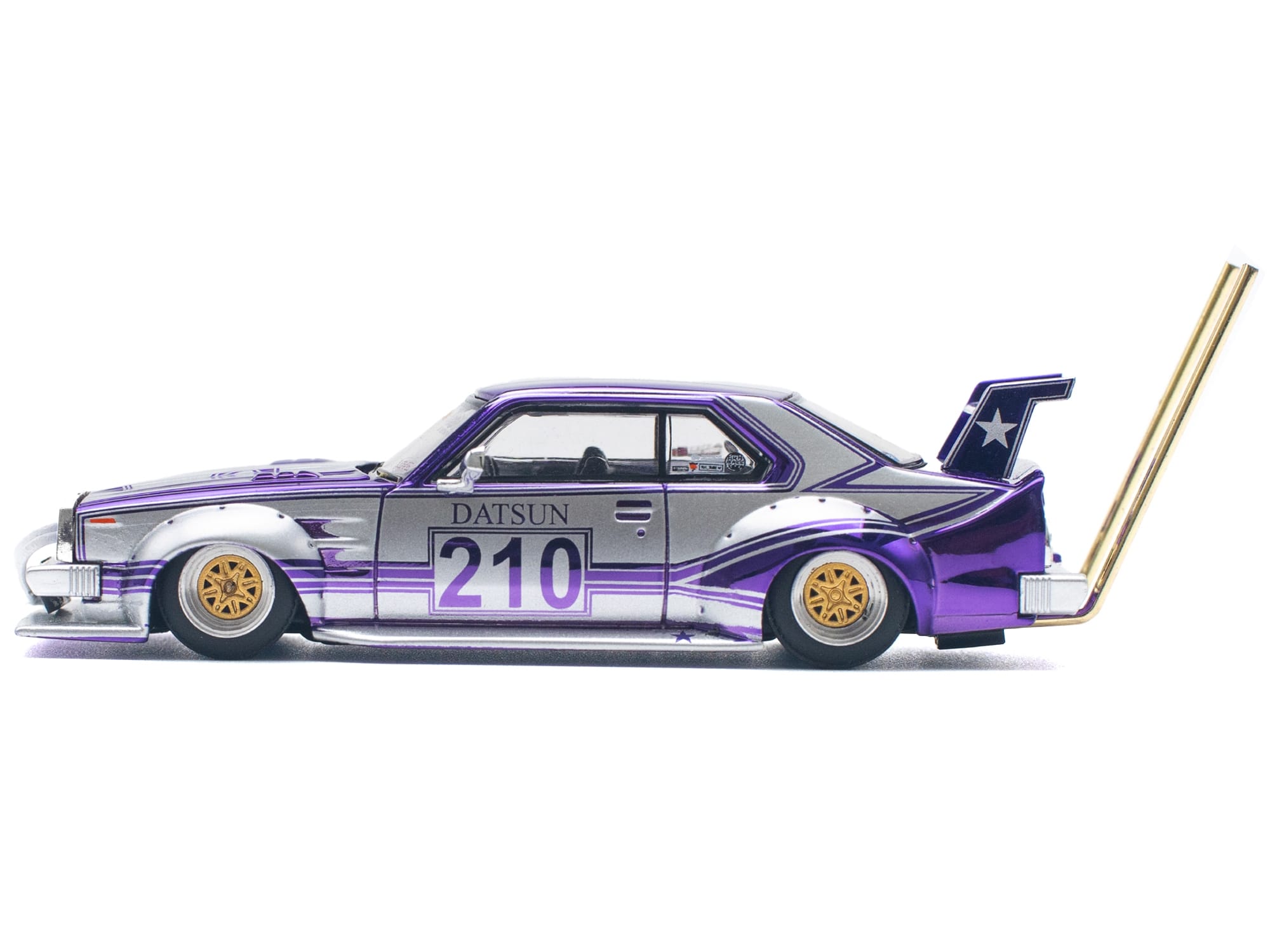 Skyline C210 Kaido Racer "Bosozoku Style" RHD (Right Hand Drive) #210 Purple and Silver 1/64 Diecast Model Car by Pop Race - Image 2