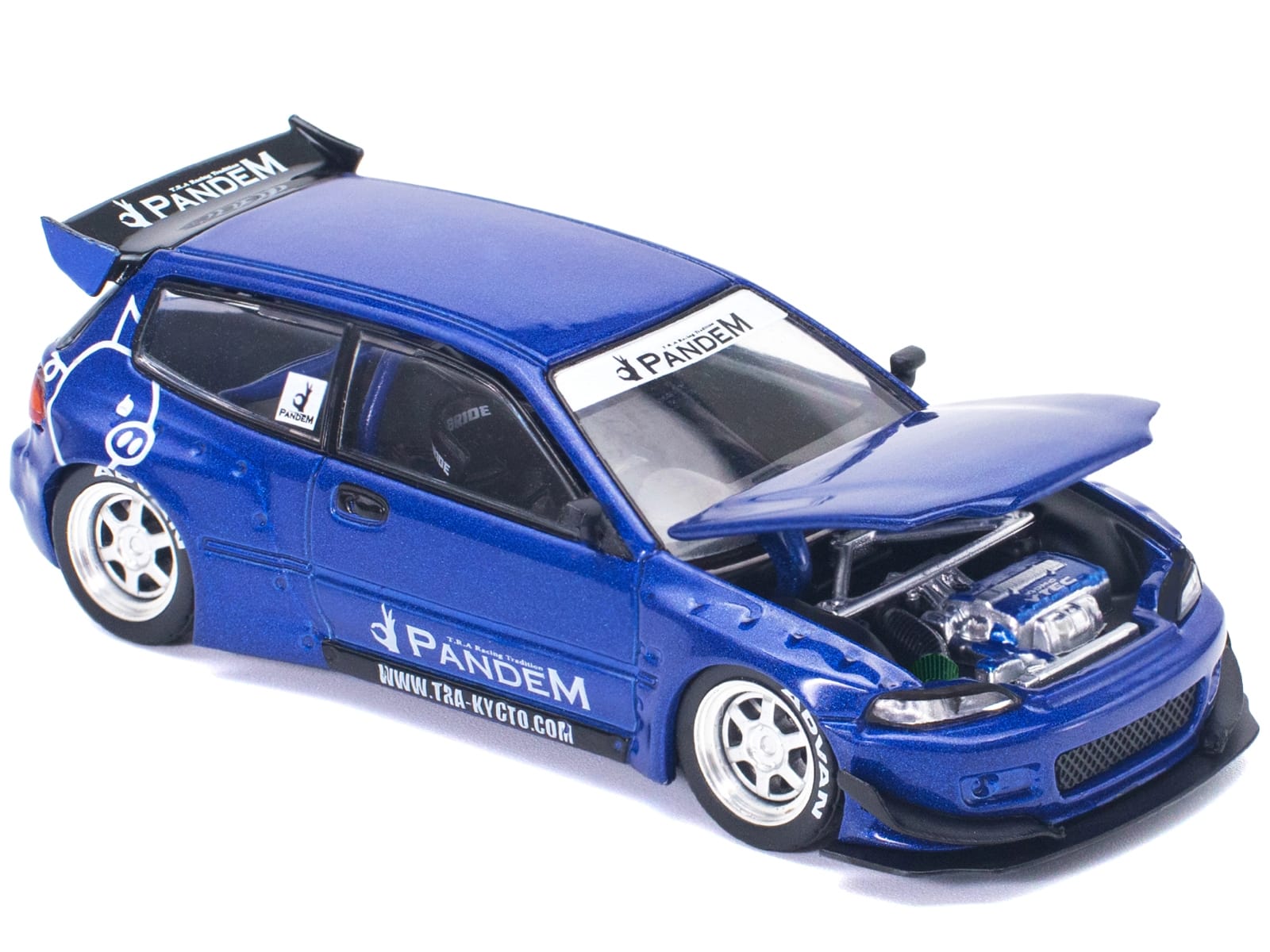 Pandem Civic EG6 RHD (Right Hand Drive) Blue Metallic 1/64 Diecast Model Car by Pop Race - Image 3