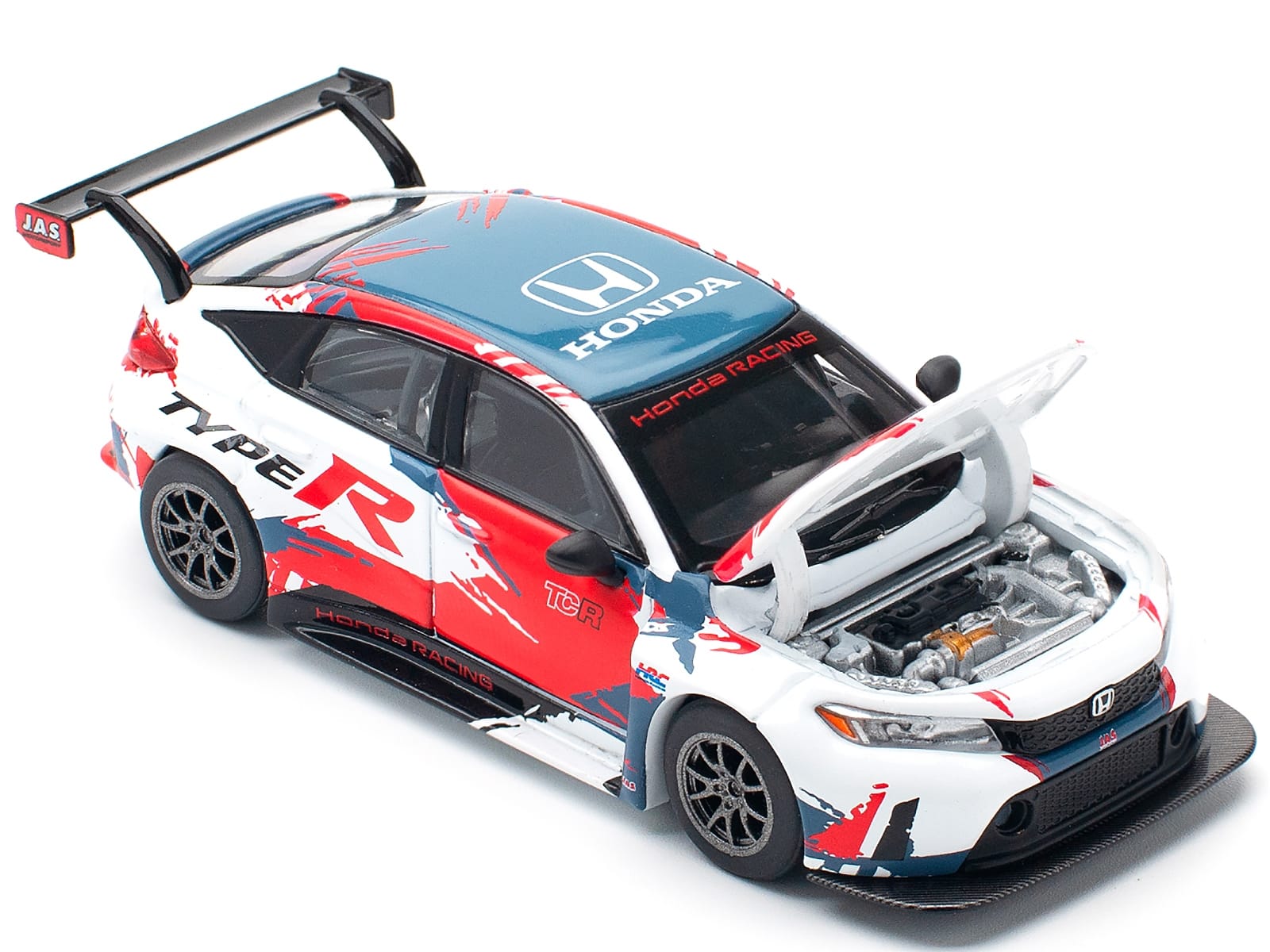 Honda Civic Type R TCR "Presentation" White with Graphics 1/64 Diecast Model Car by Pop Race - Image 2