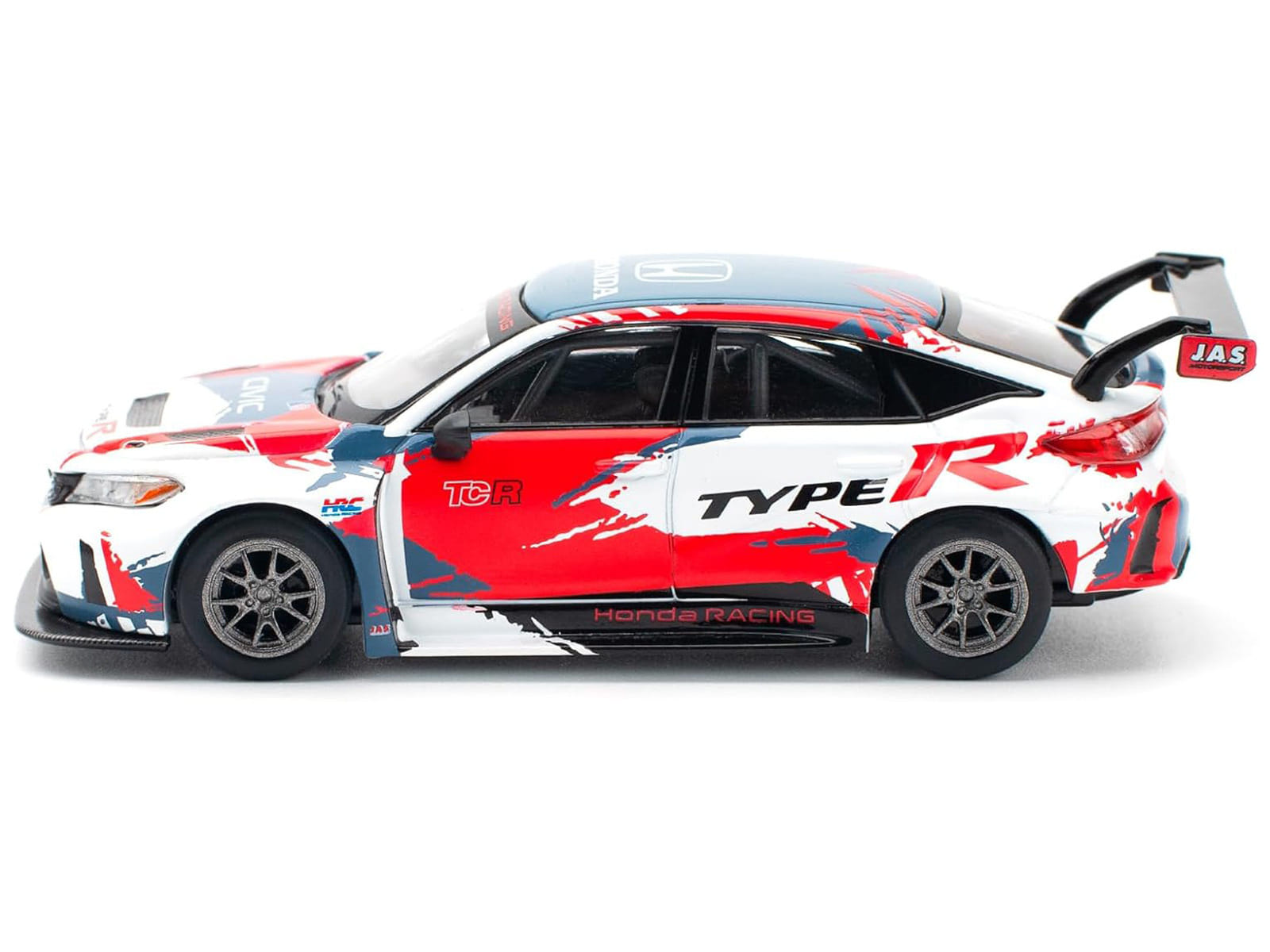 Honda Civic Type R TCR "Presentation" White with Graphics 1/64 Diecast Model Car by Pop Race - Image 3