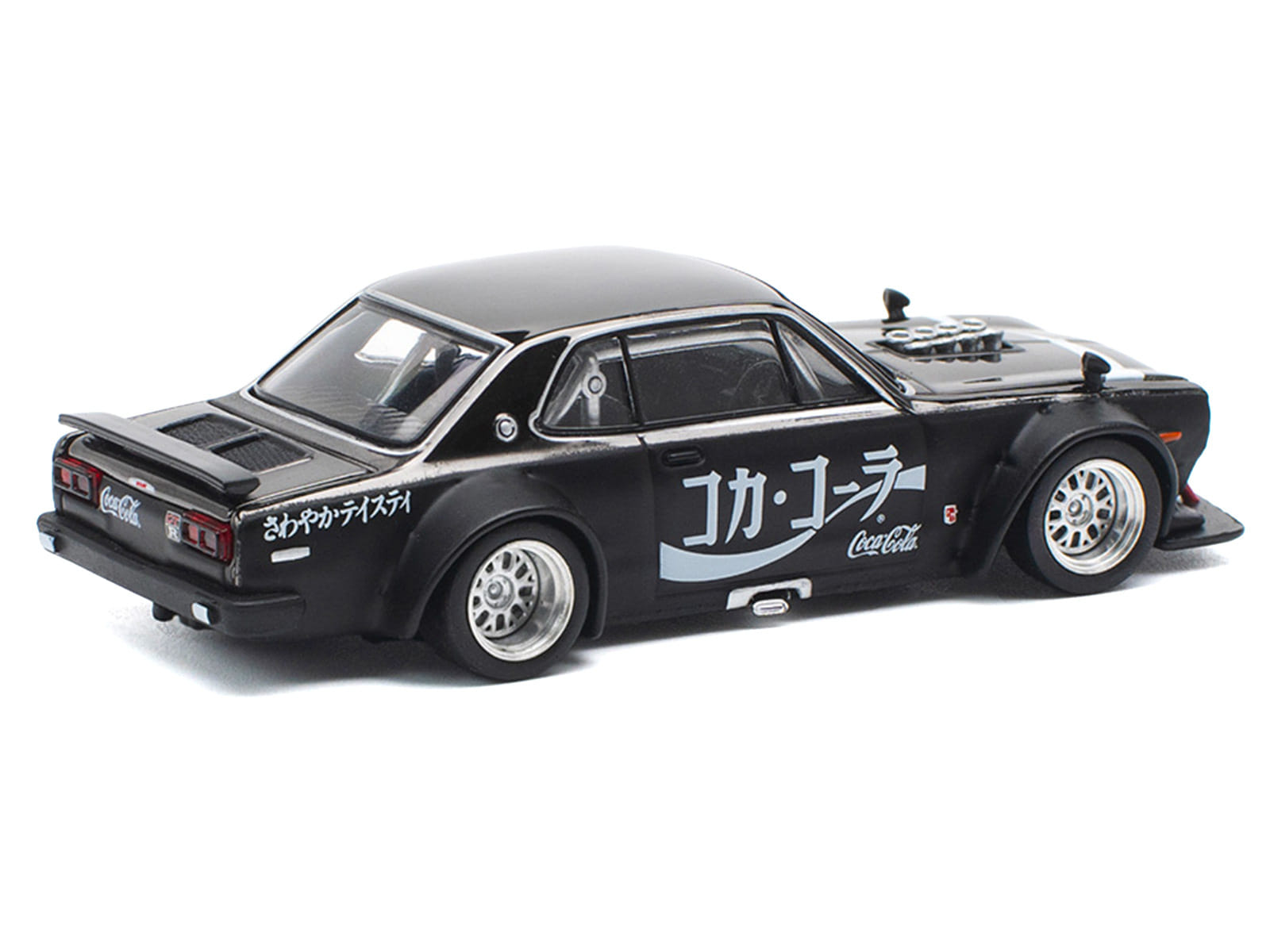 Skyline GT-R V8 Drift "Hakosuka" RHD (Right Hand Drive) "Coca-Cola" Black 1/64 Diecast Model Car by Pop Race - Image 4