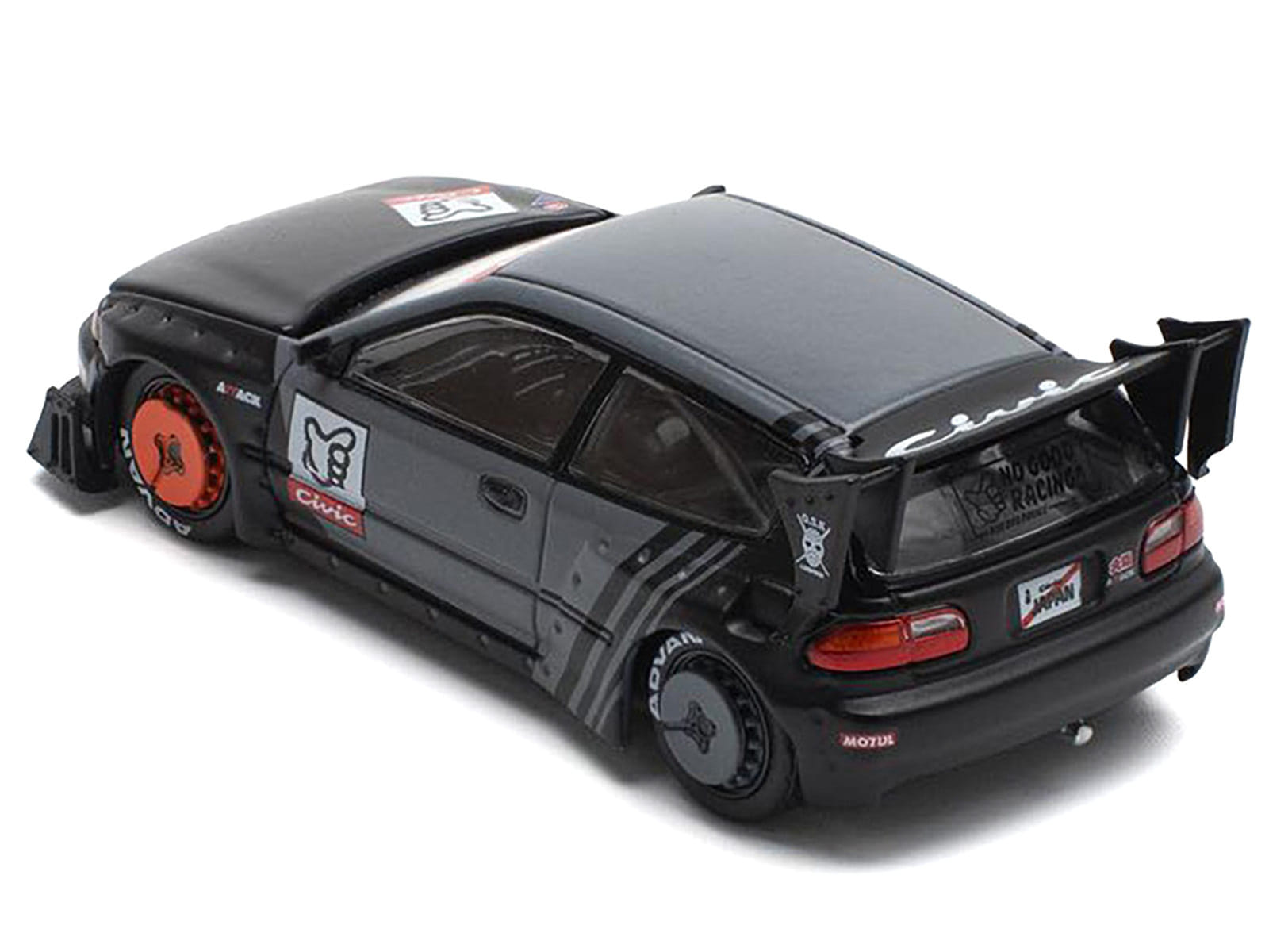 Pandem Civic EG6 RHD (Right Hand Drive) "Kanjozoku" Matt Black and Gray with Graphics 1/64 Diecast Model Car by Pop Race - Image 3