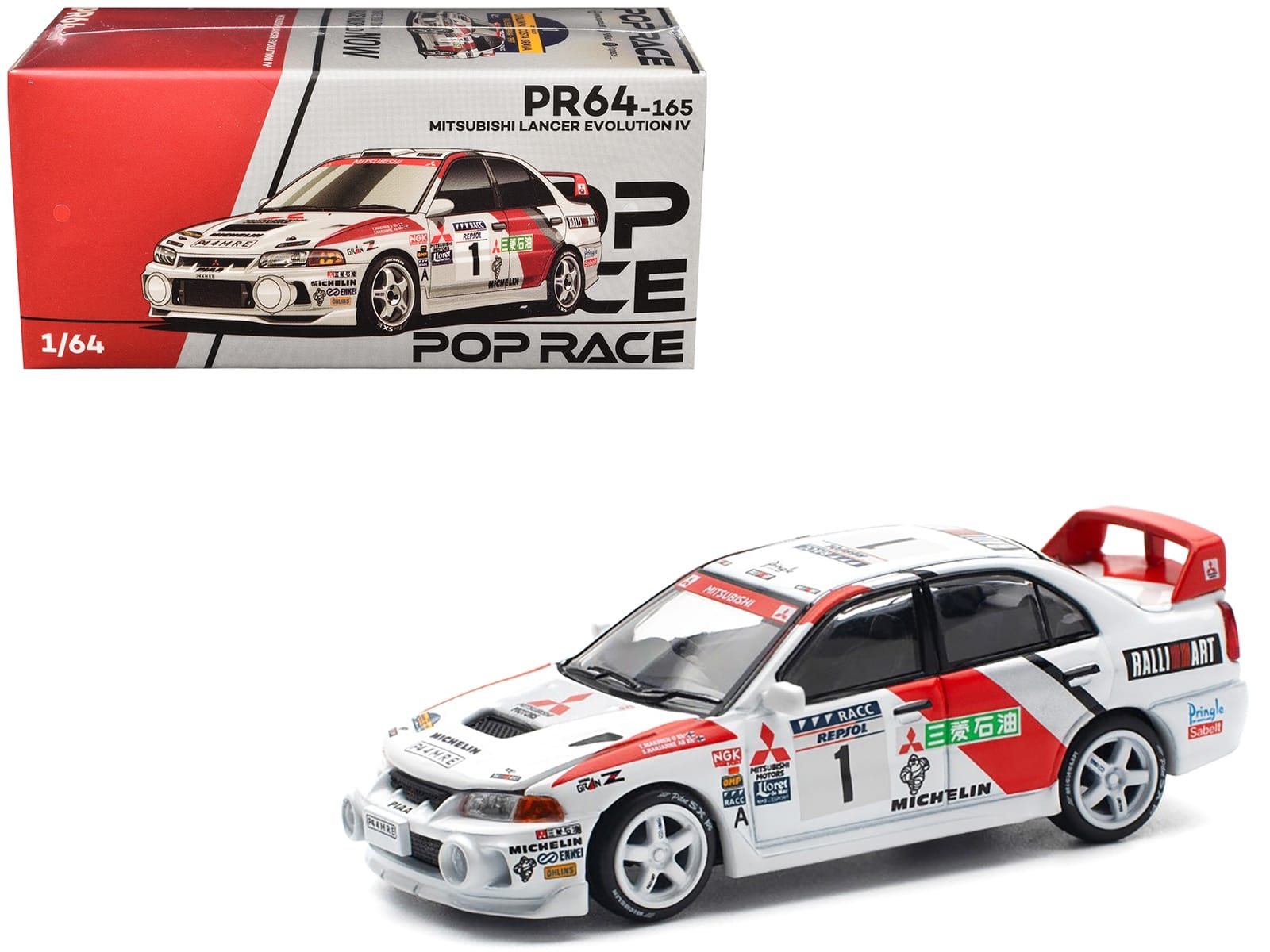 Mitsubishi Lancer Evolution IV RHD (Right Hand Drive) #1 Tommi Makinen - Seppo Harjanne Winner "Rally de Catalunya" (1997) 1/64 Diecast Model Car by Pop Race