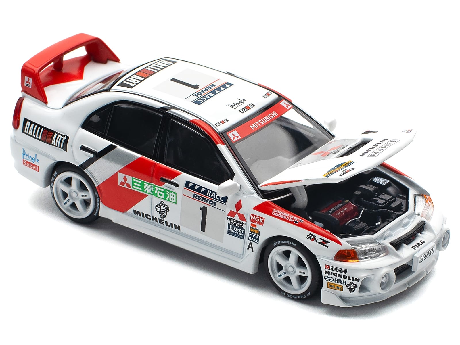 Mitsubishi Lancer Evolution IV RHD (Right Hand Drive) #1 Tommi Makinen - Seppo Harjanne Winner "Rally de Catalunya" (1997) 1/64 Diecast Model Car by Pop Race - Image 3