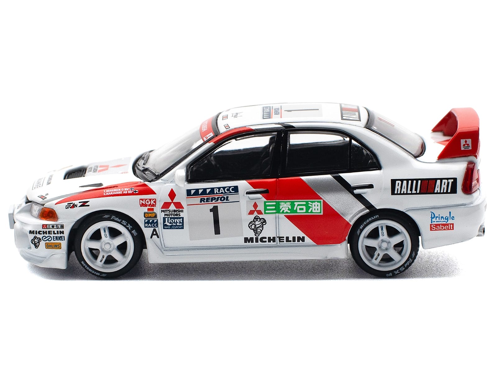 Mitsubishi Lancer Evolution IV RHD (Right Hand Drive) #1 Tommi Makinen - Seppo Harjanne Winner "Rally de Catalunya" (1997) 1/64 Diecast Model Car by Pop Race - Image 4