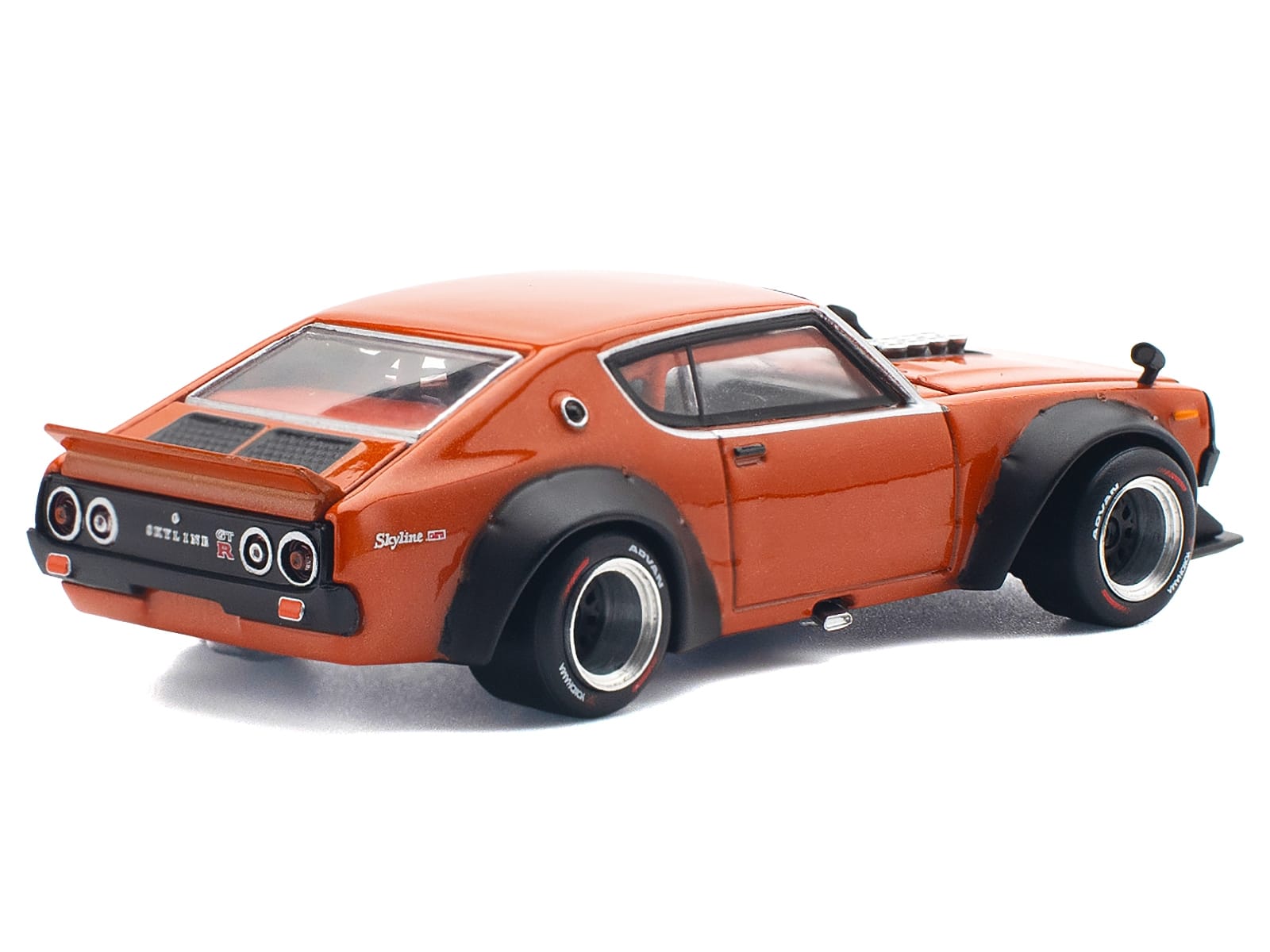 Skyline GT-R V8 Drift "Kenmeri" RHD (Right Hand Drive) Orange Metallic 1/64 Diecast Model Car by Pop Race - Image 2