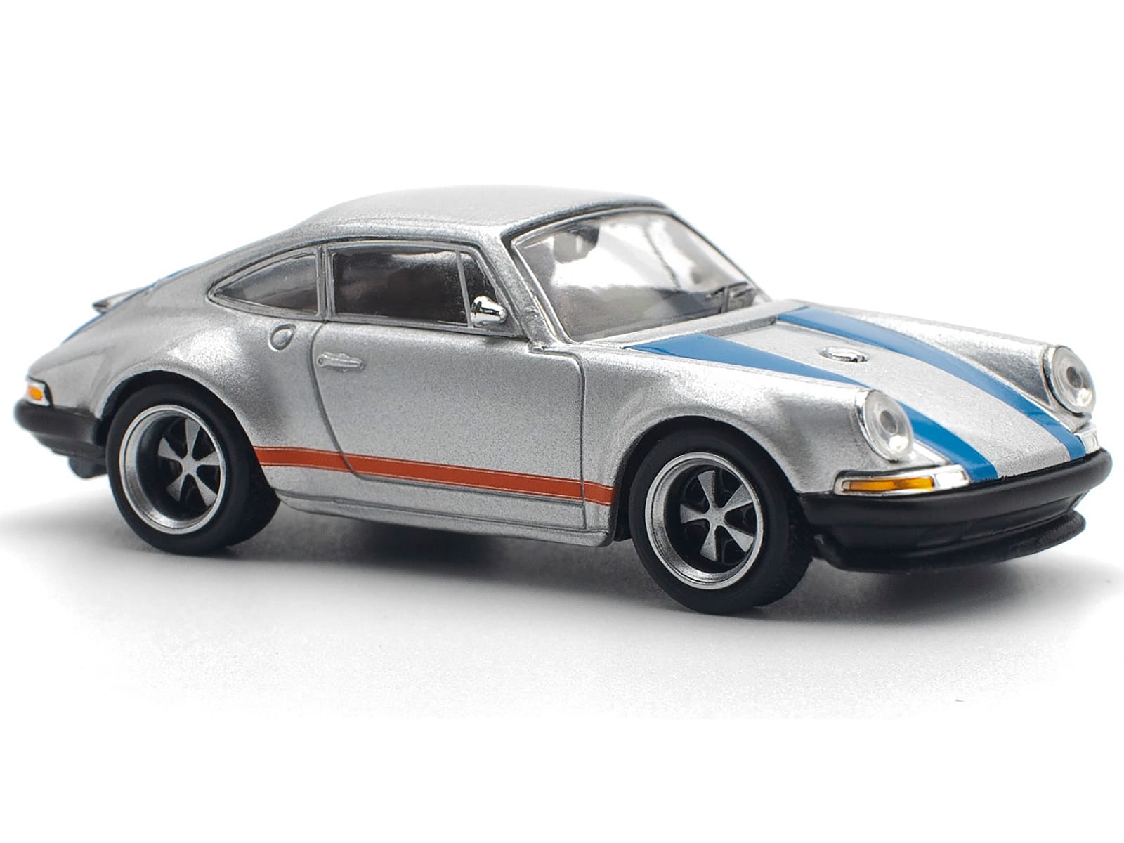 Singer 964 Silver Metallic with Blue and Red Stripes 1/64 Diecast Model Car by Pop Race - Image 4