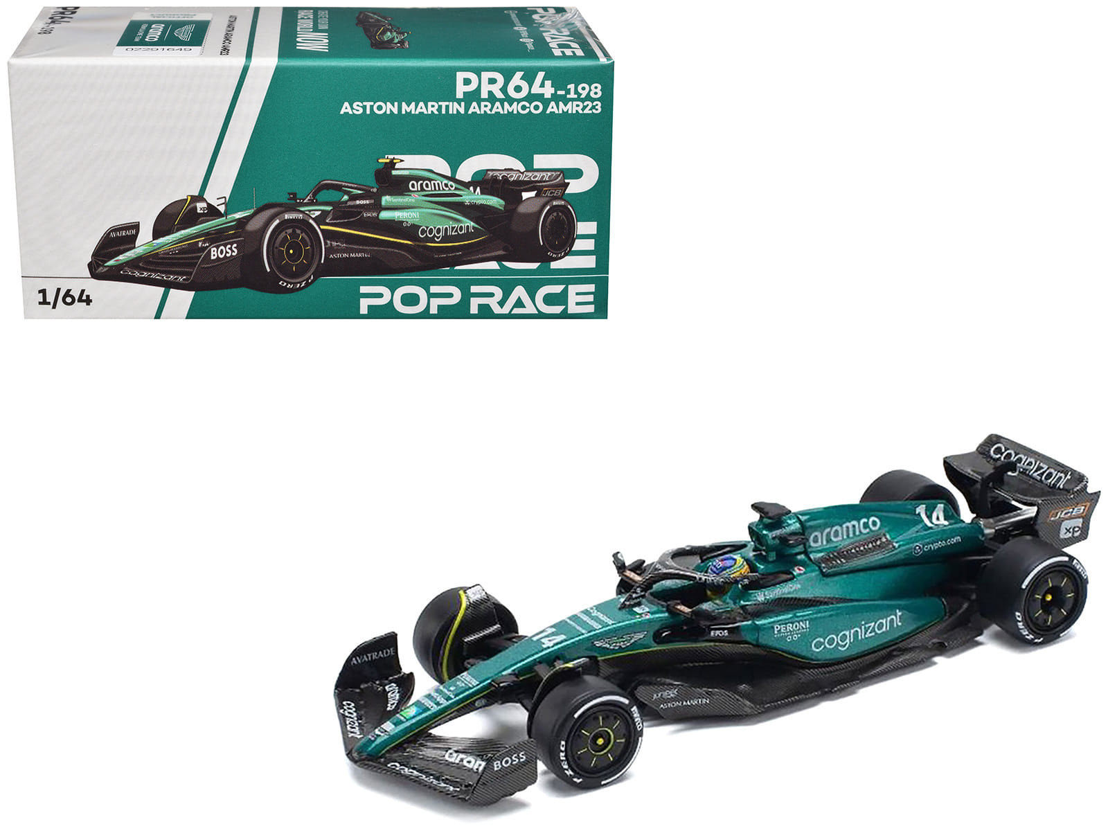 Aston Martin AMR23 #14 Fernando Alonso "Formula One F1 World Championship" (2023) 1/64 Diecast Model Car by Pop Race