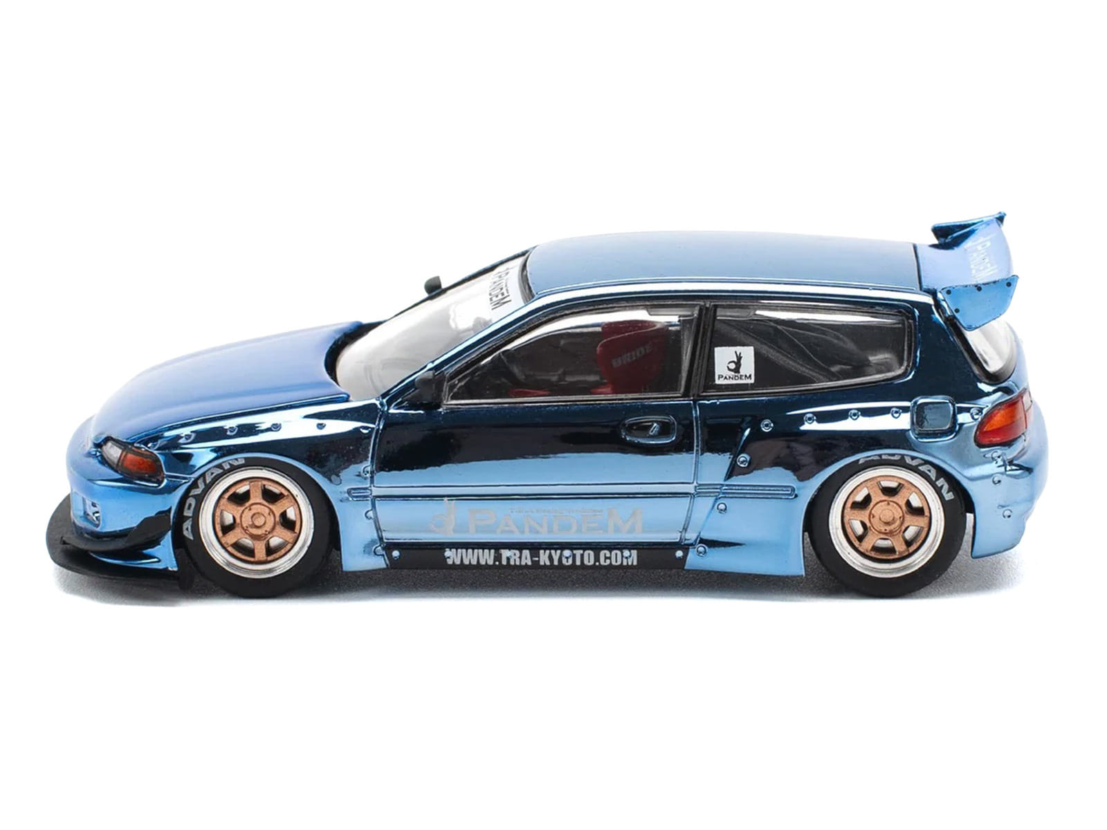 Pandem Civic EG6 RHD (Right Hand Drive) Blue Chrome 1/64 Diecast Model Car by Pop Race - Image 3