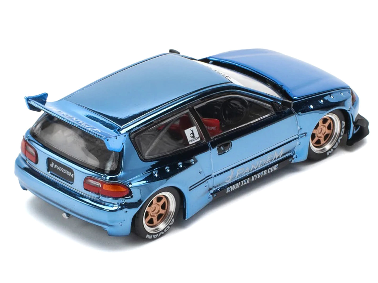 Pandem Civic EG6 RHD (Right Hand Drive) Blue Chrome 1/64 Diecast Model Car by Pop Race - Image 4