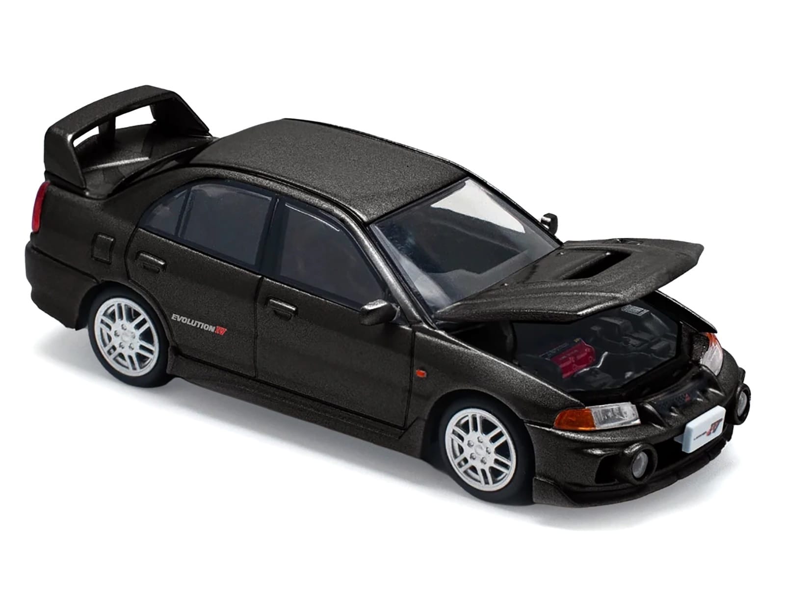 Mitsubishi Lancer Evolution IV RHD (Right Hand Drive) Pyrenees Black Pearl 1/64 Diecast Model Car by Pop Race - Image 2