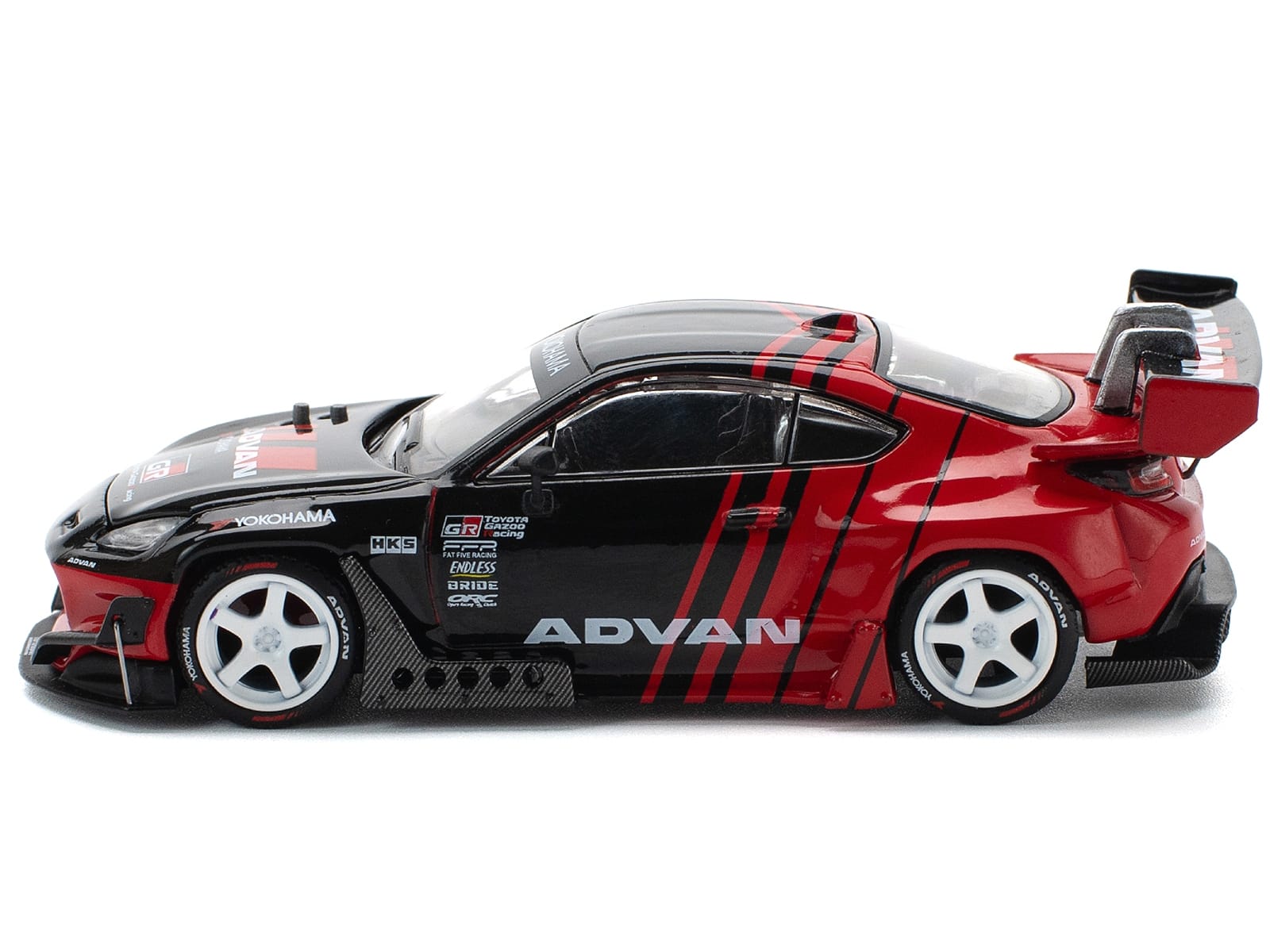 Toyota Pandem GR86 "Advan" Black and Red with Graphics 1/64 Diecast Model Car by Pop Race - Image 3