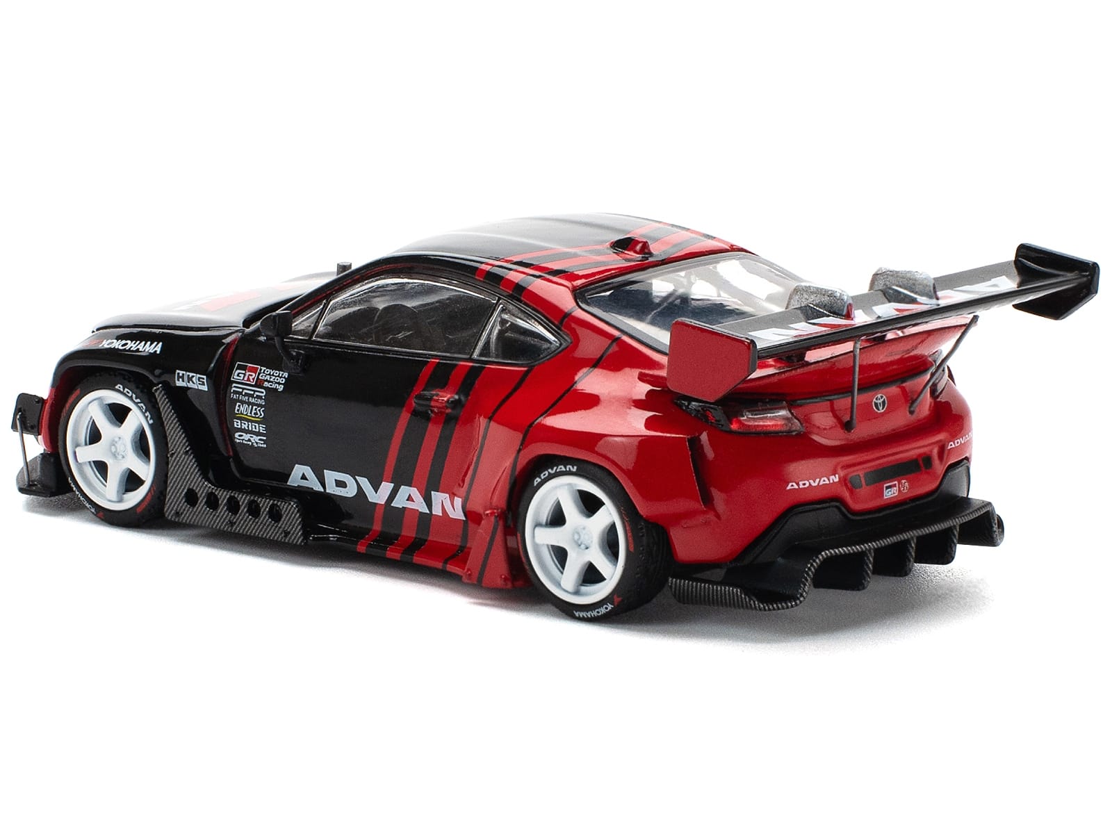 Toyota Pandem GR86 "Advan" Black and Red with Graphics 1/64 Diecast Model Car by Pop Race - Image 4
