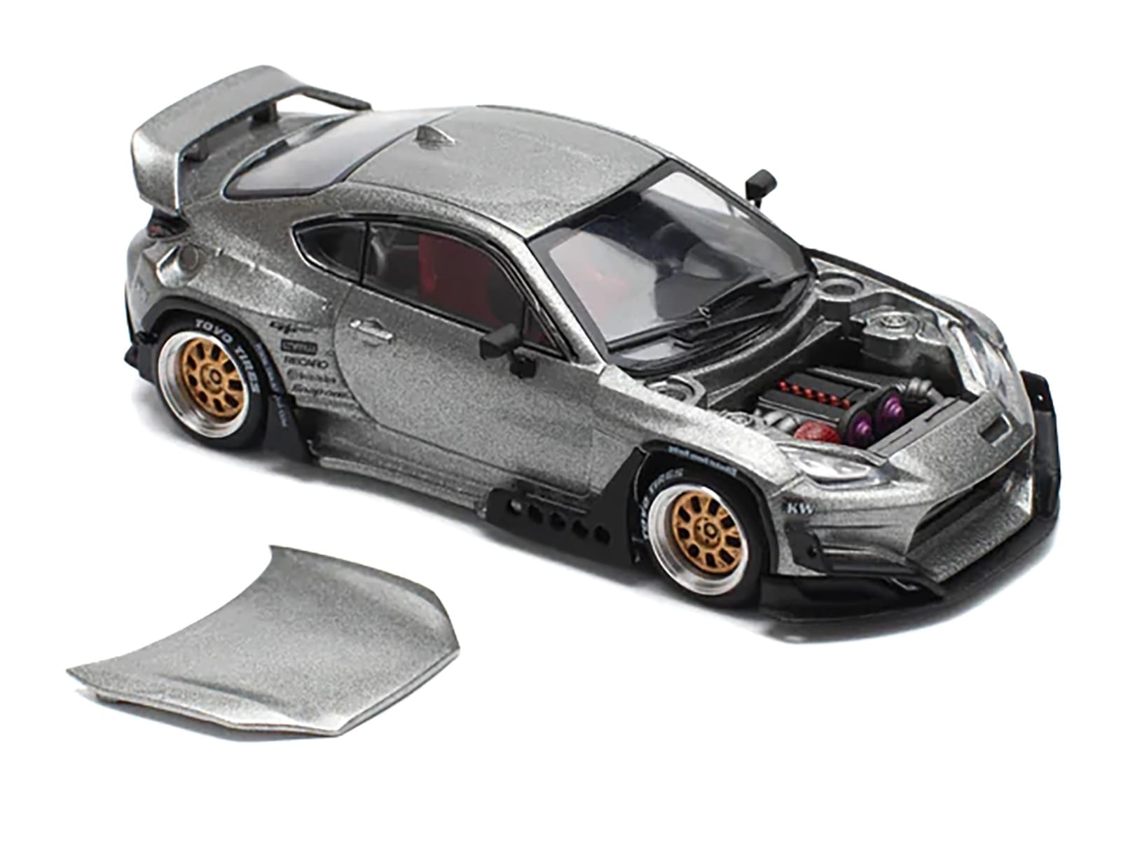 Toyota Pandem GR86 Silver Metallic 1/64 Diecast Model Car by Pop Race - Image 2