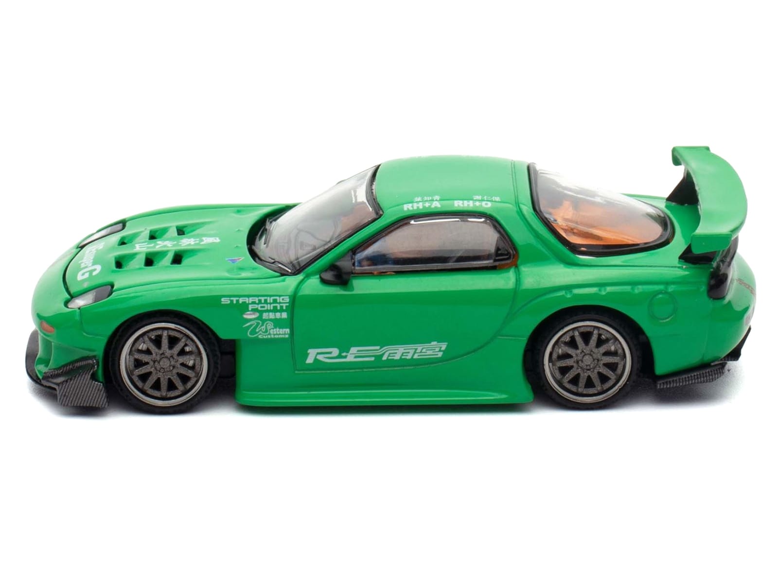 Mazda RX7 "RE Amemiya" Widebody RHD (Right Hand Drive) Green 1/64 Diecast Model Car by Pop Race - Image 3