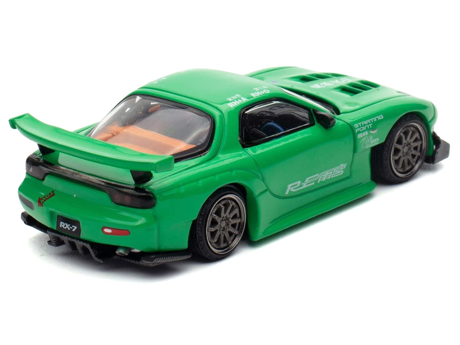 Mazda RX7 "RE Amemiya" Widebody RHD (Right Hand Drive) Green 1/64 Diecast Model Car by Pop Race - Image 5