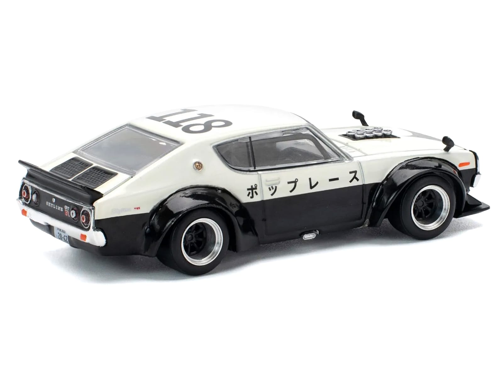 Skyline KPGC110 "Kenmeri" RHD (Right Hand Drive) "Japan National Police Agency Livery" Black and White 1/64 Diecast Model Car by Pop Race - Image 4
