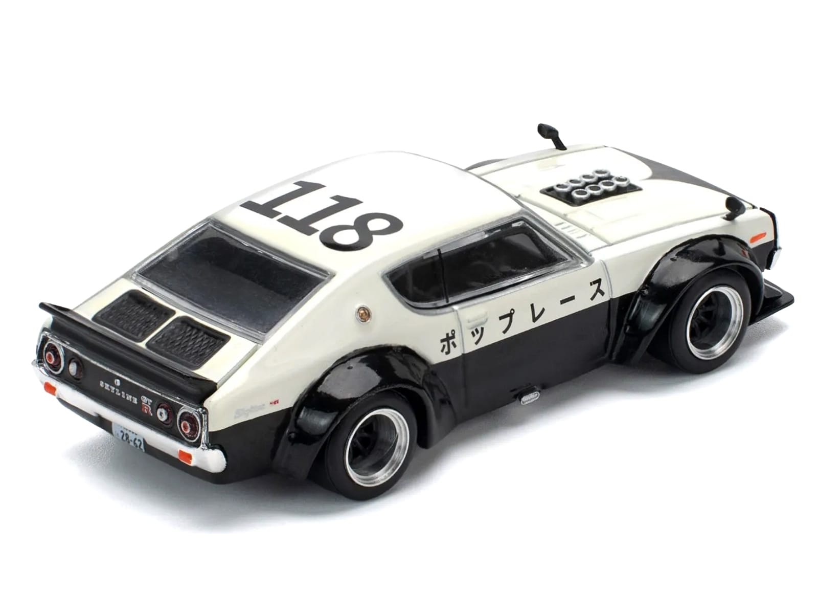 Skyline KPGC110 "Kenmeri" RHD (Right Hand Drive) "Japan National Police Agency Livery" Black and White 1/64 Diecast Model Car by Pop Race - Image 5