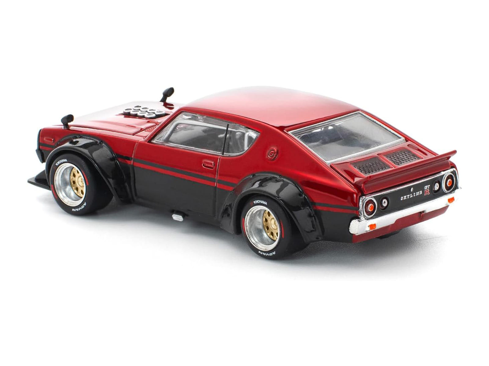 Skyline KPGC110 "Kenmeri" RHD (Right Hand Drive) Red Metallic and Black 1/64 Diecast Model Car by Pop Race - Image 5