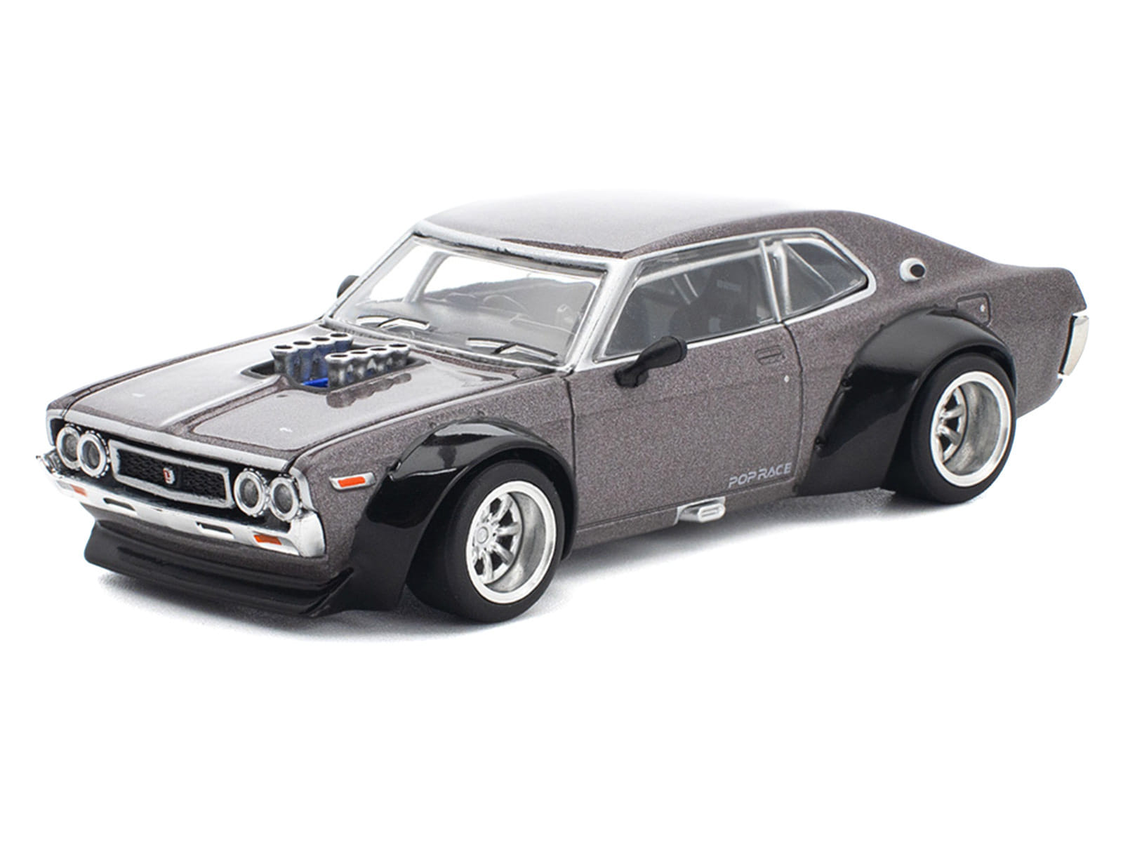 Datsun Laurel C130 RHD (Right Hand Drive) Gray Metallic 1/64 Diecast Model Car by Pop Race - Image 2