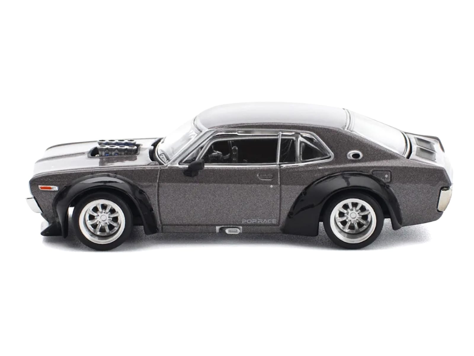 Datsun Laurel C130 RHD (Right Hand Drive) Gray Metallic 1/64 Diecast Model Car by Pop Race - Image 4