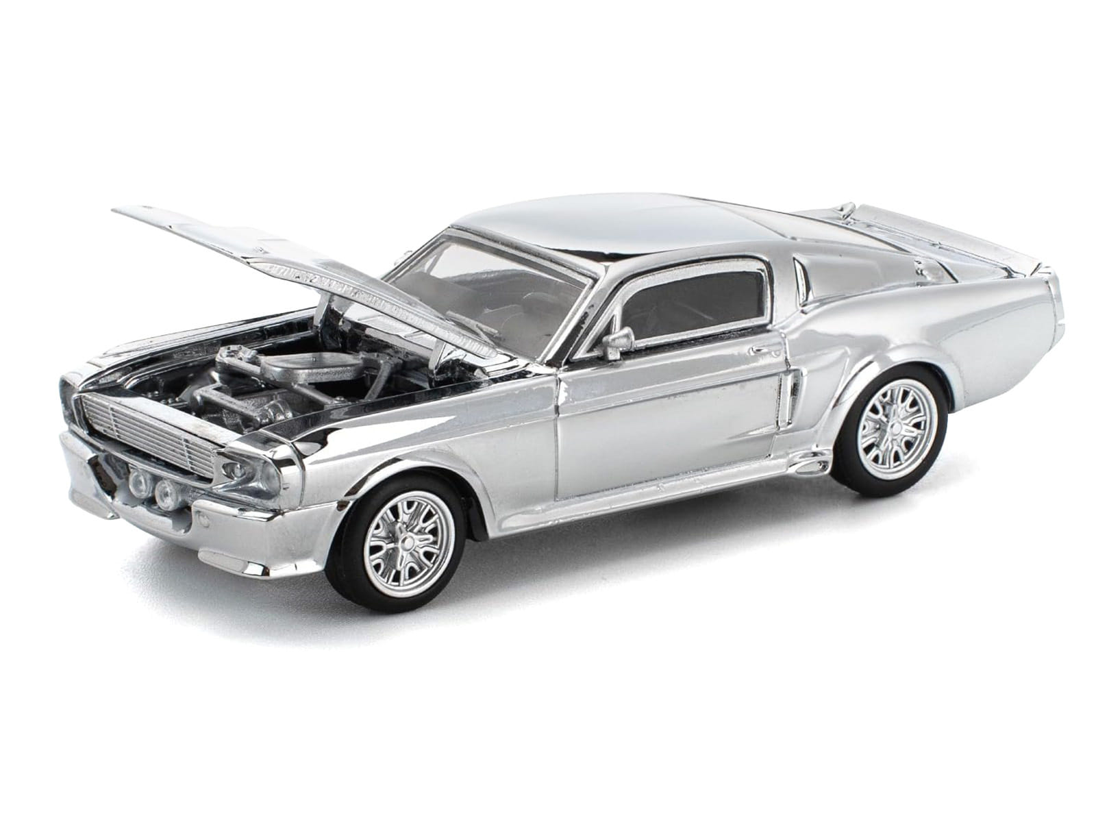 Shelby Mustang GT500 Silver Chrome 1/64 Diecast Model Car by Pop Race - Image 3