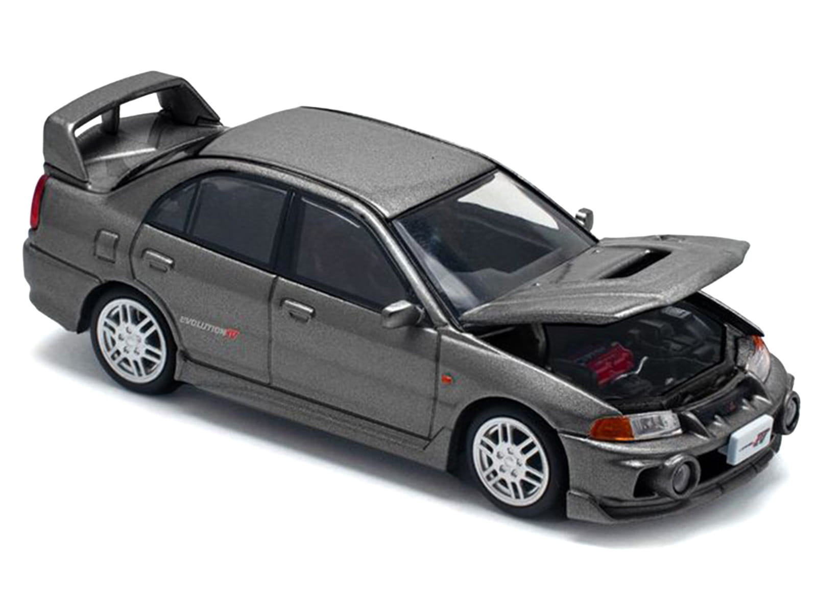 Mitsubishi Lancer Evolution IV RHD (Right Hand Drive) Dark Gray Metallic 1/64 Diecast Model Car by Pop Race - Image 2