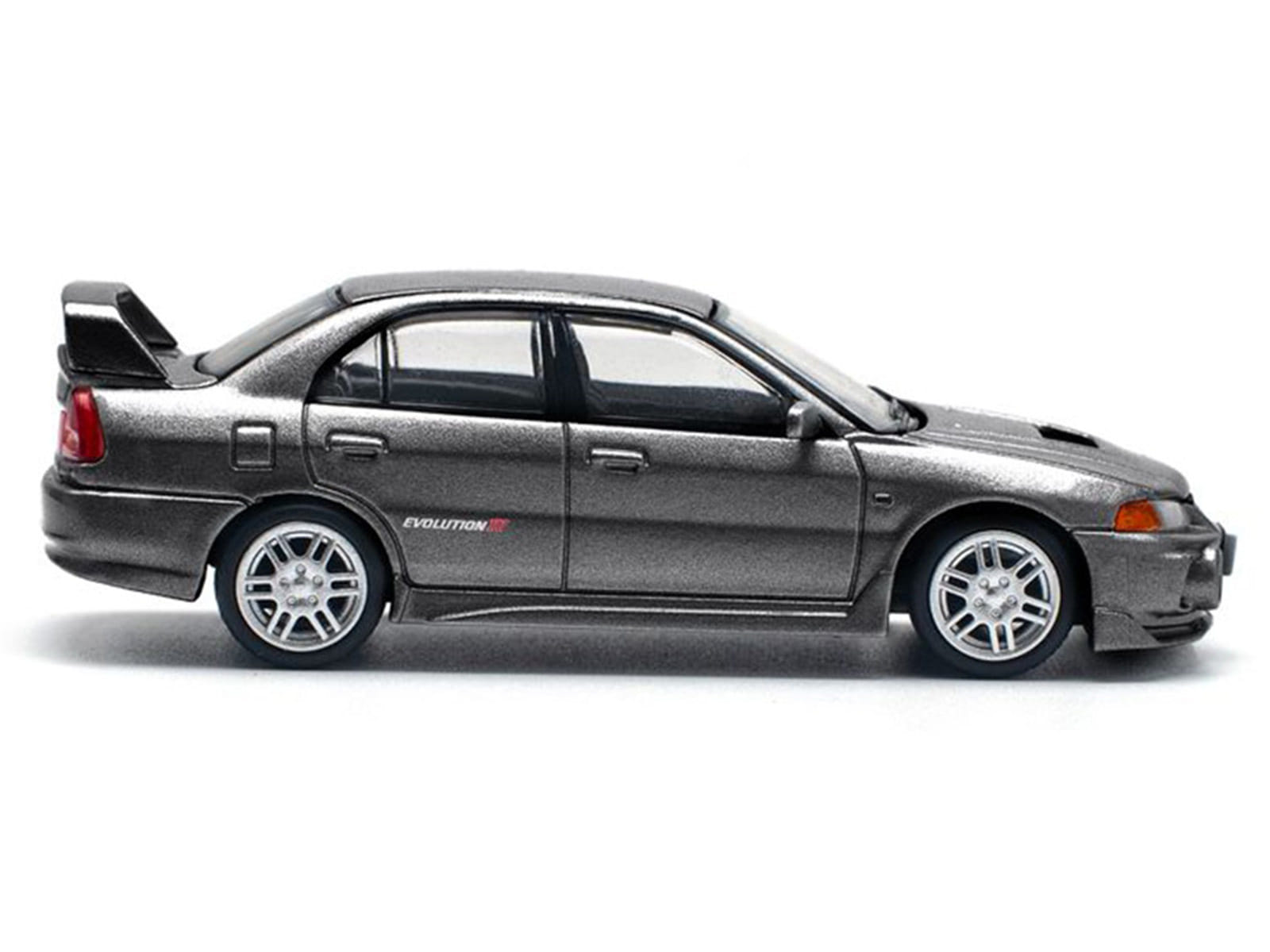 Mitsubishi Lancer Evolution IV RHD (Right Hand Drive) Dark Gray Metallic 1/64 Diecast Model Car by Pop Race - Image 3