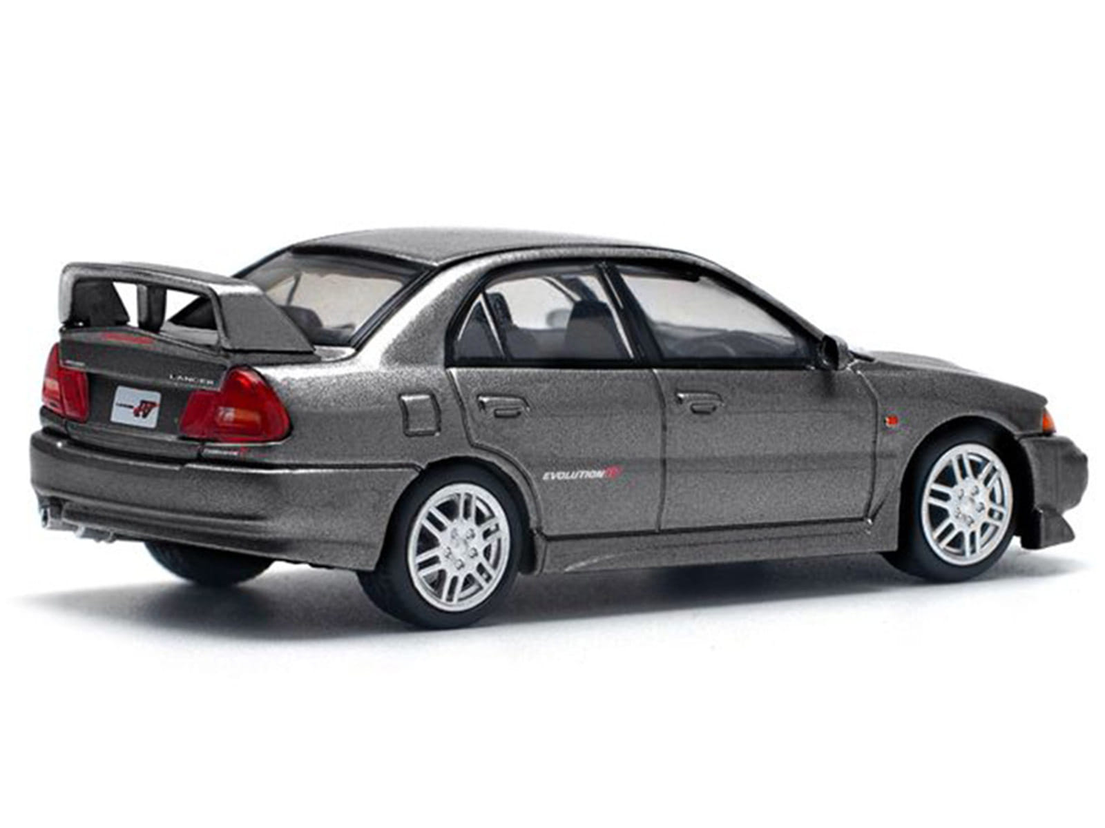 Mitsubishi Lancer Evolution IV RHD (Right Hand Drive) Dark Gray Metallic 1/64 Diecast Model Car by Pop Race - Image 4