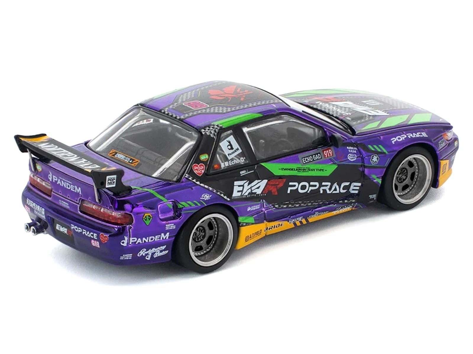 Pandem S13 RHD (Right Hand Drive) "EVA RT Test Type-01" Purple Metallic with Graphics 1/64 Diecast Model Car by Pop Race - Image 4