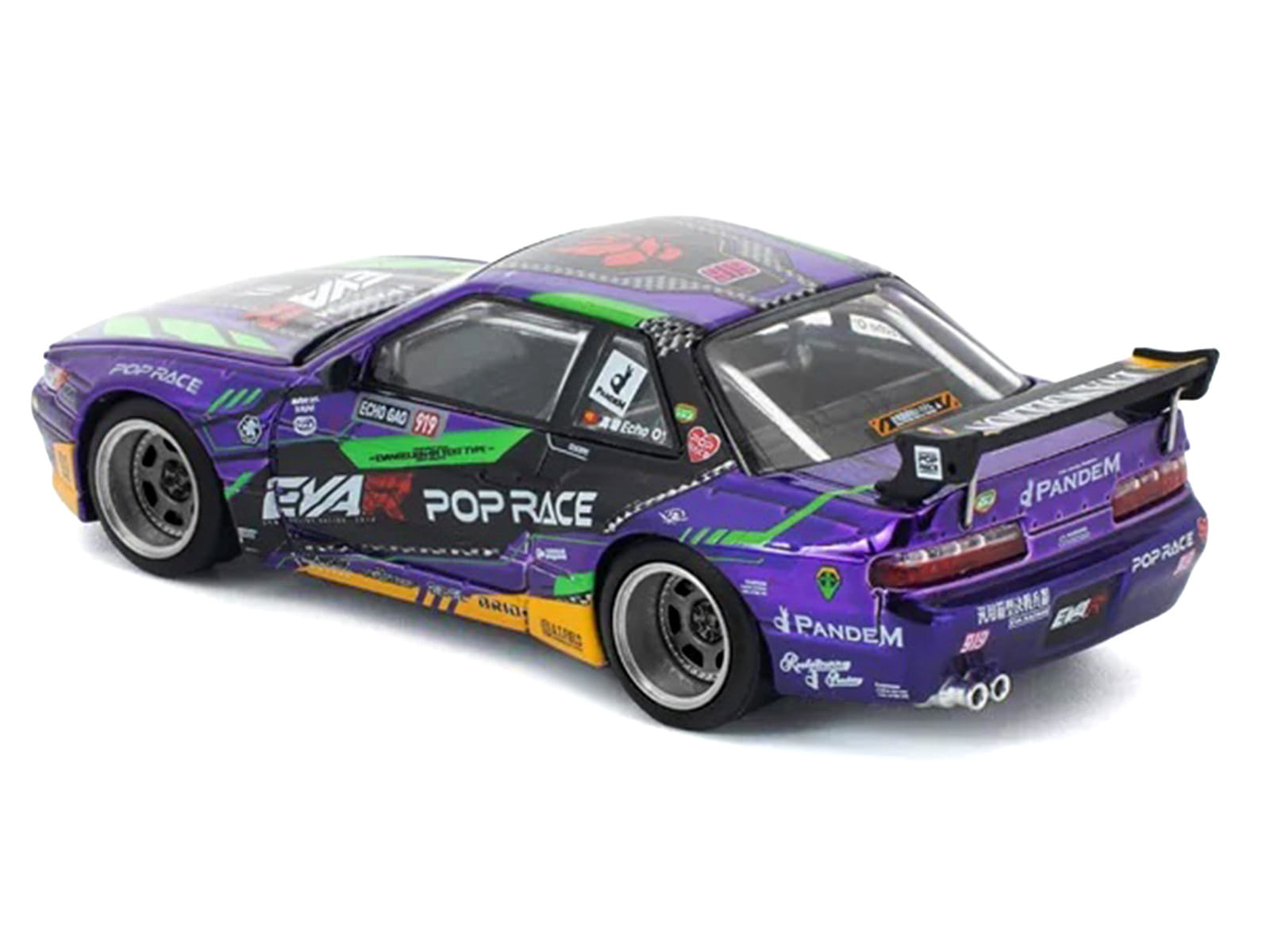 Pandem S13 RHD (Right Hand Drive) "EVA RT Test Type-01" Purple Metallic with Graphics 1/64 Diecast Model Car by Pop Race - Image 5