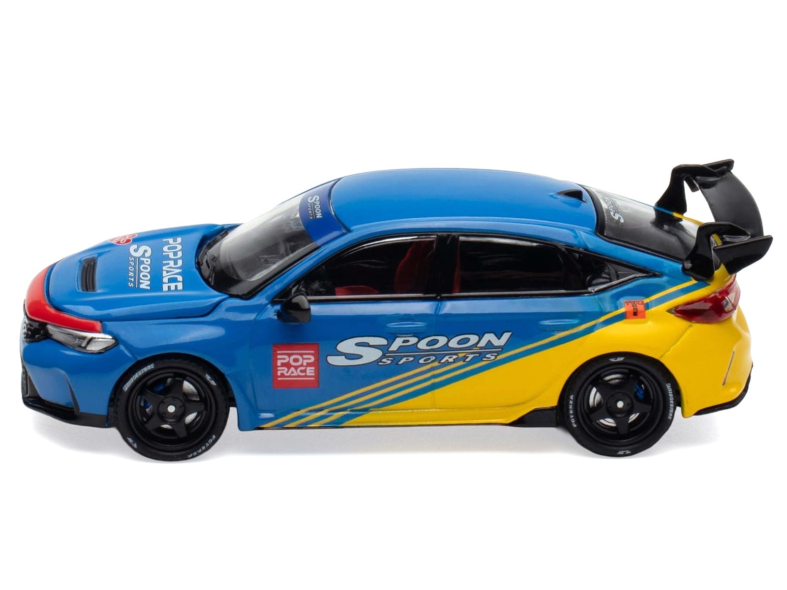 Honda Civic Type R FL5 "Spoon Sports" Blue and Yellow "Tokyo Auto Salon - Hong Kong 2025" 1/64 Diecast Model Car by Pop Race - Image 4
