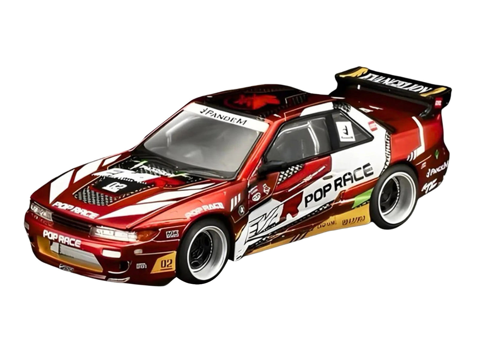 Pandem S13 RHD (Right Hand Drive) "EVA RT Production Model-02" Red Metallic with Graphics 1/64 Diecast Model Car by Pop Race - Image 2