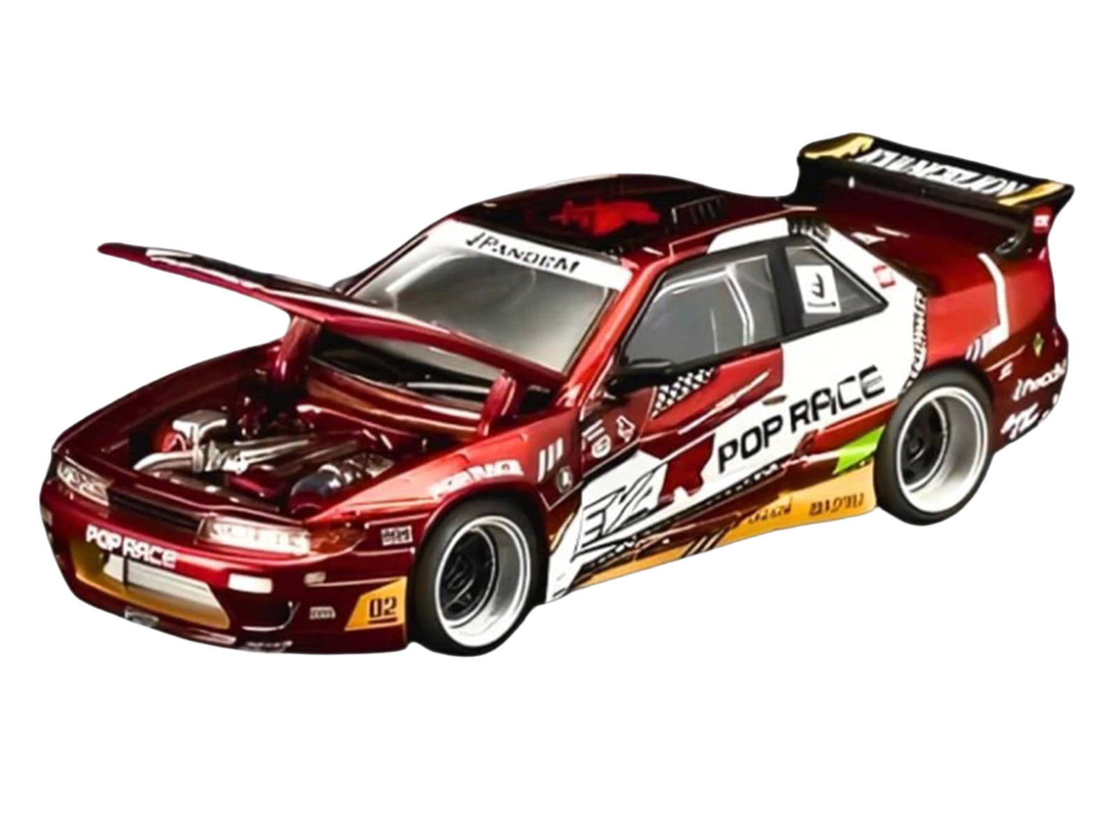 Pandem S13 RHD (Right Hand Drive) "EVA RT Production Model-02" Red Metallic with Graphics 1/64 Diecast Model Car by Pop Race - Image 3