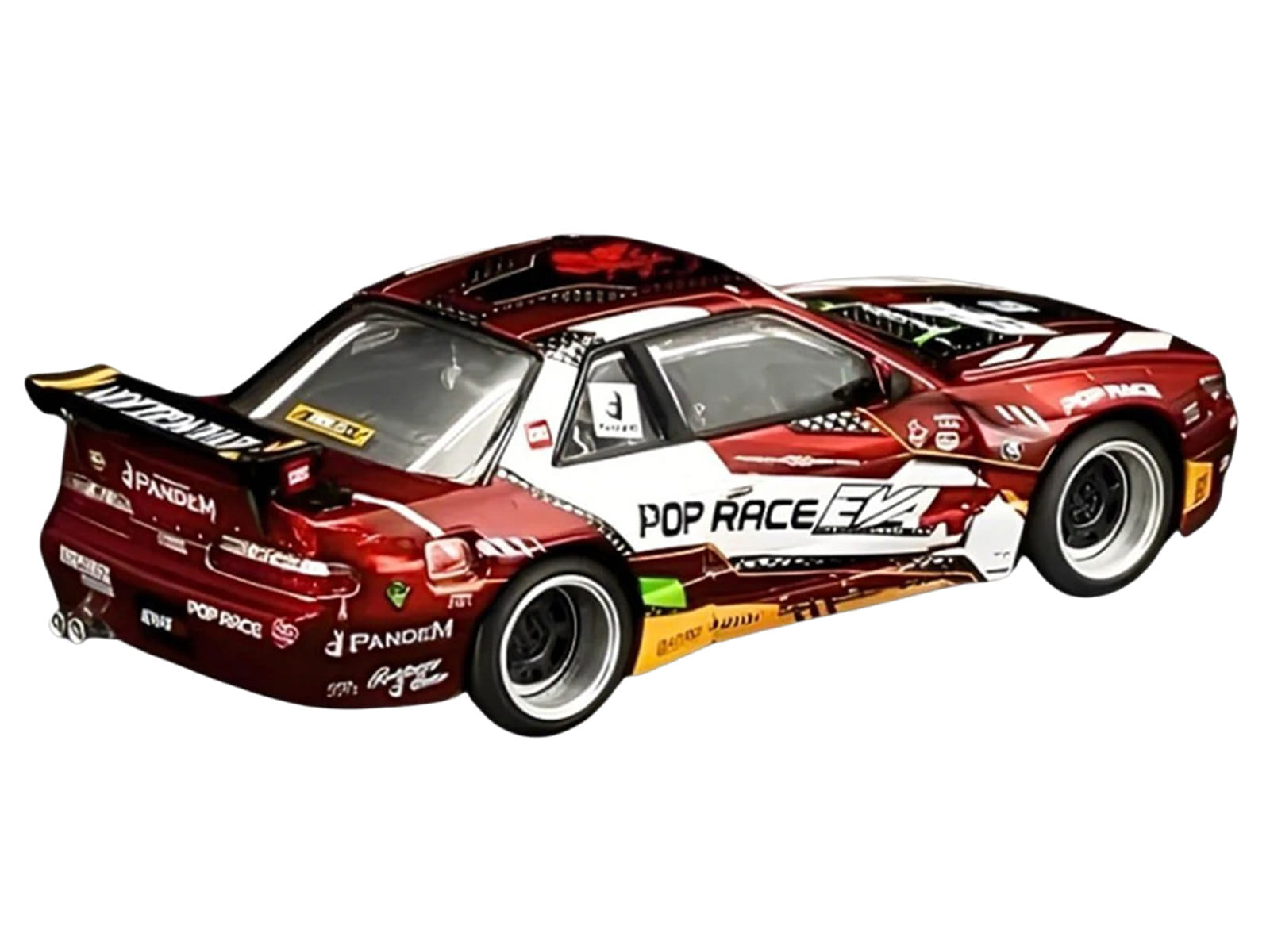 Pandem S13 RHD (Right Hand Drive) "EVA RT Production Model-02" Red Metallic with Graphics 1/64 Diecast Model Car by Pop Race - Image 4